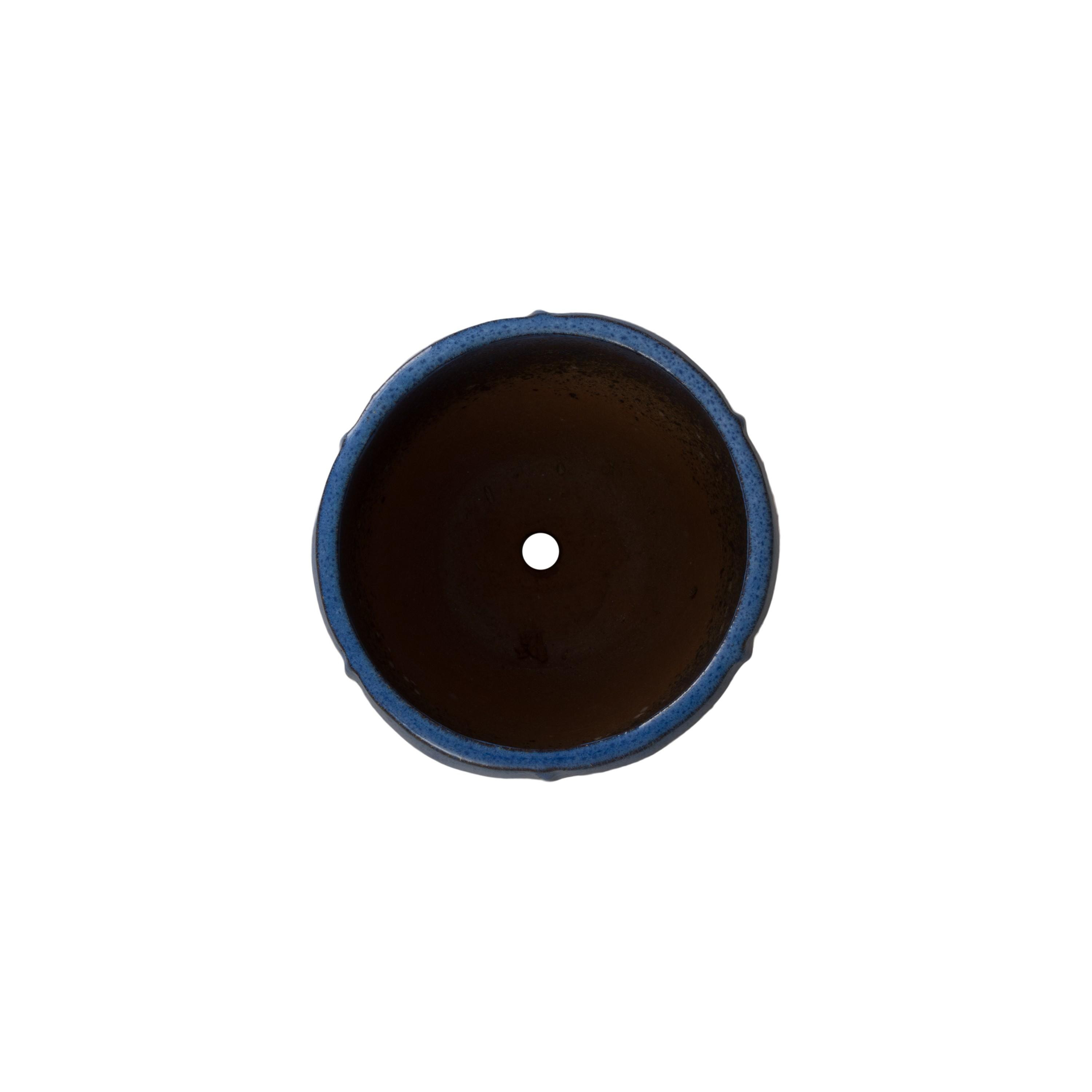 Crest 10 in. Round Blue Snow Ceramic Planter