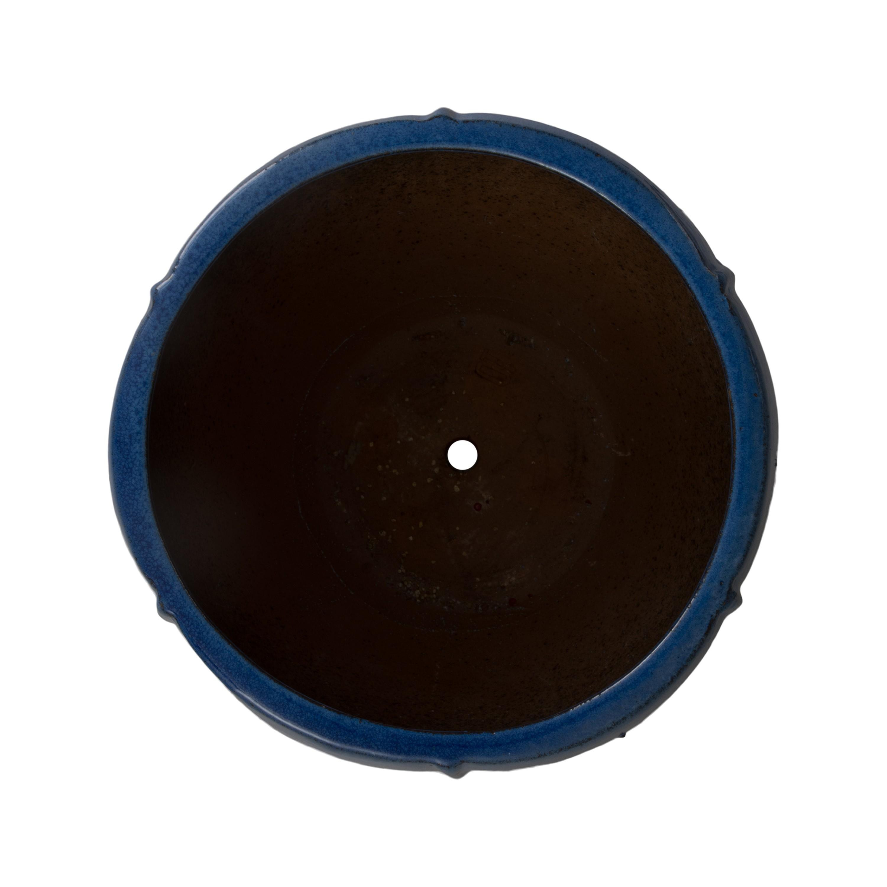 Crest 16.5 in. Round Blue Snow Ceramic Planter