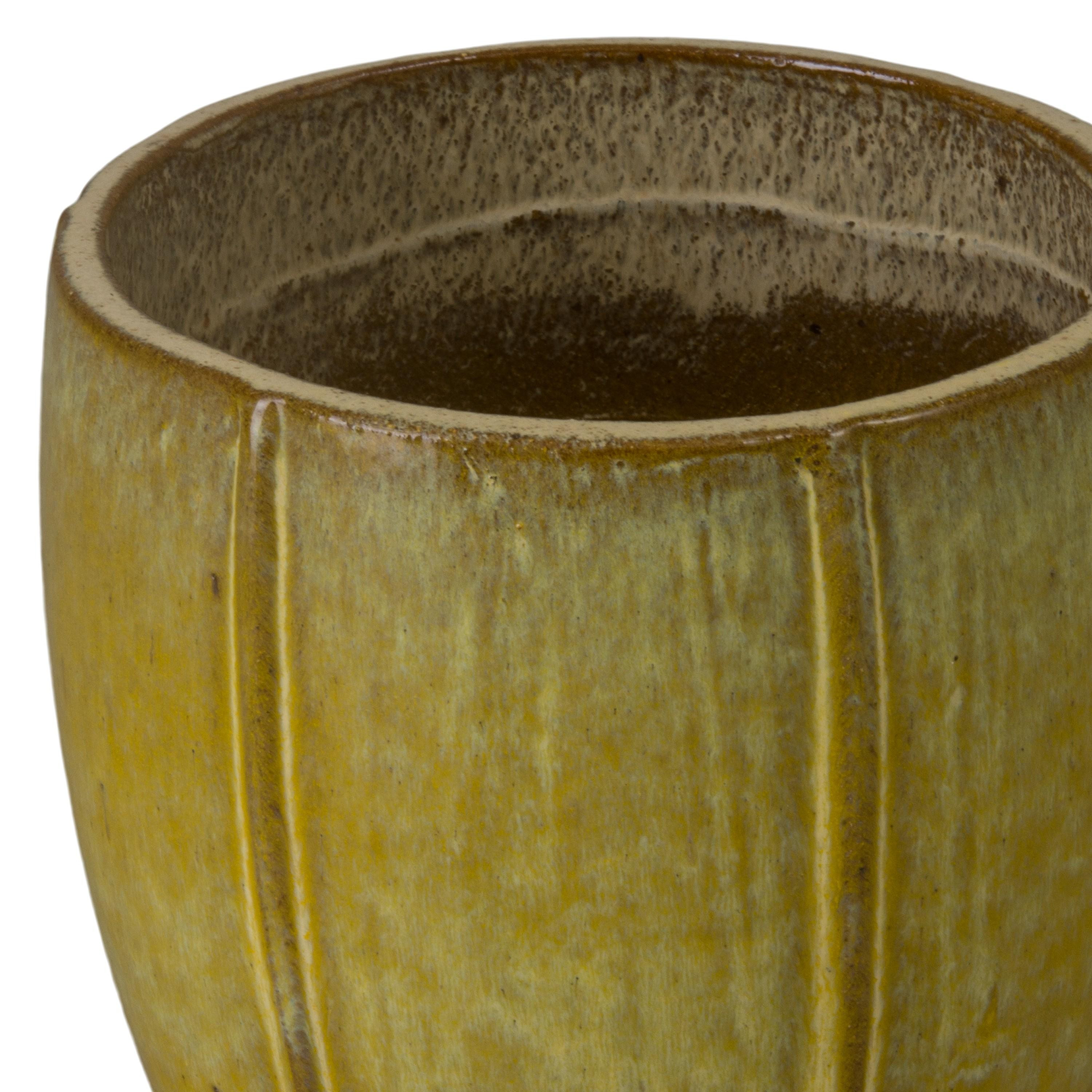 Crest 10 in. Round Yellow Snow Ceramic Planter
