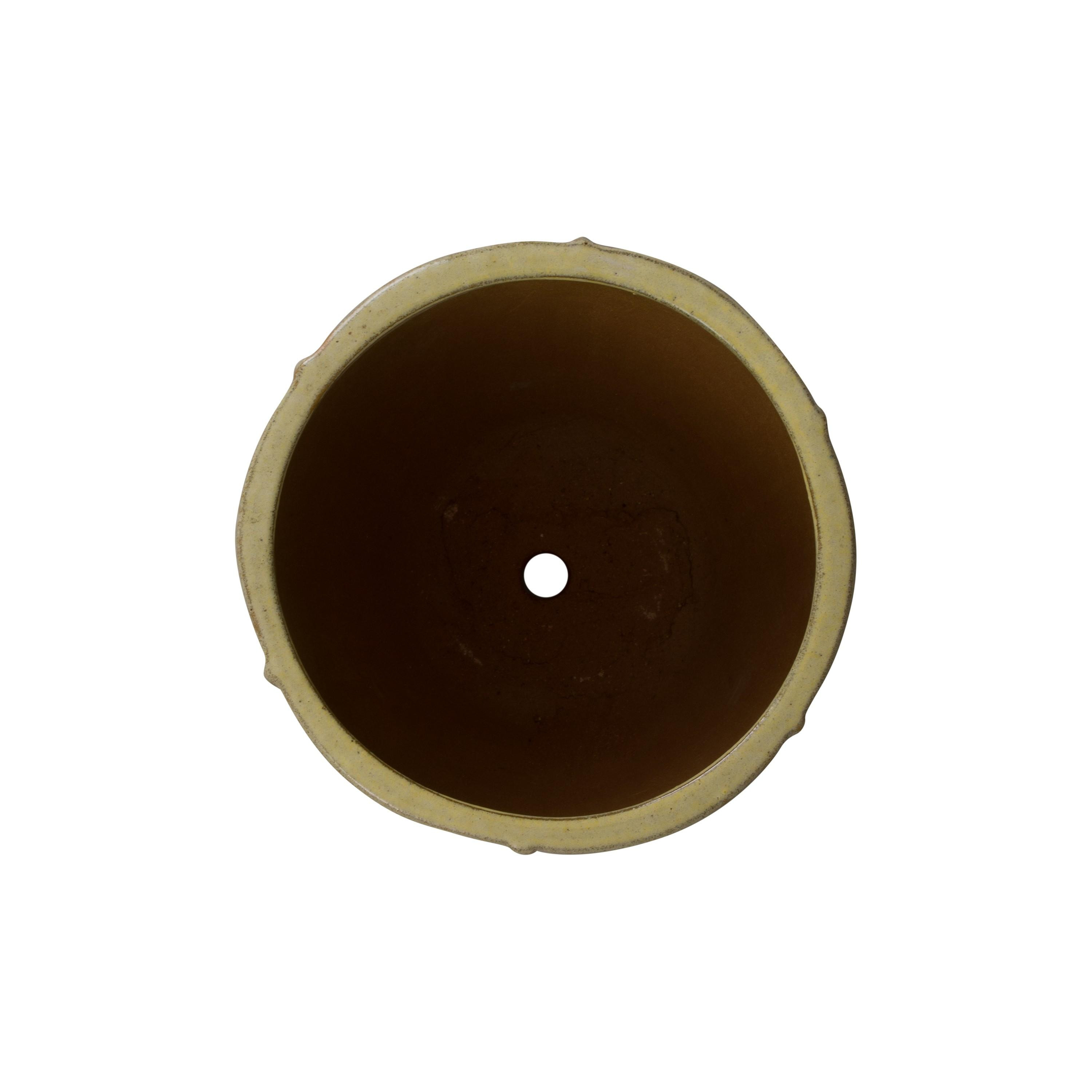 Crest 13 in. Round Yellow Snow Ceramic Planter