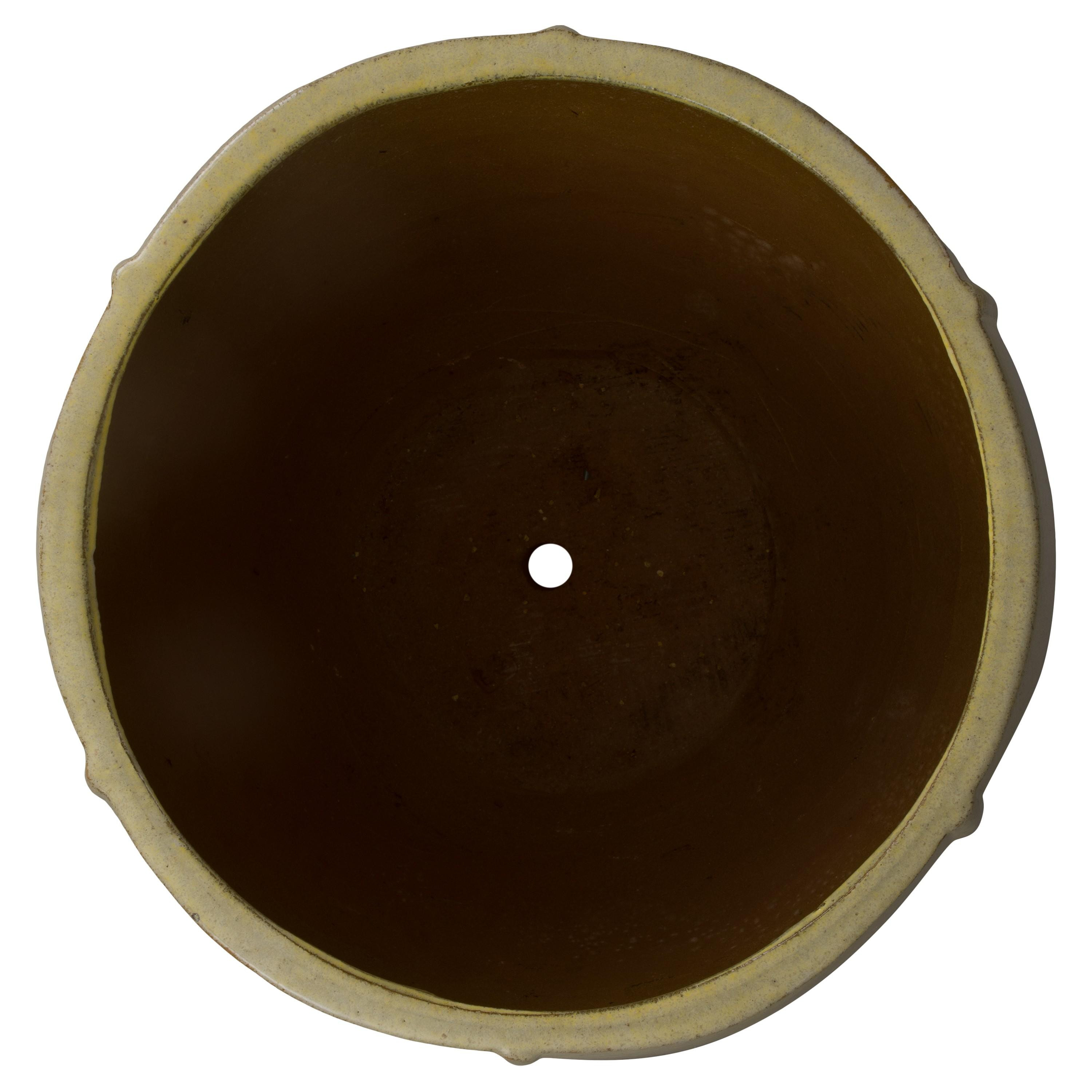 Crest 20 in. Round Yellow Snow Ceramic Planter