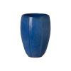 Crest 16 in. Tall Round Blue Snow Ceramic Planter