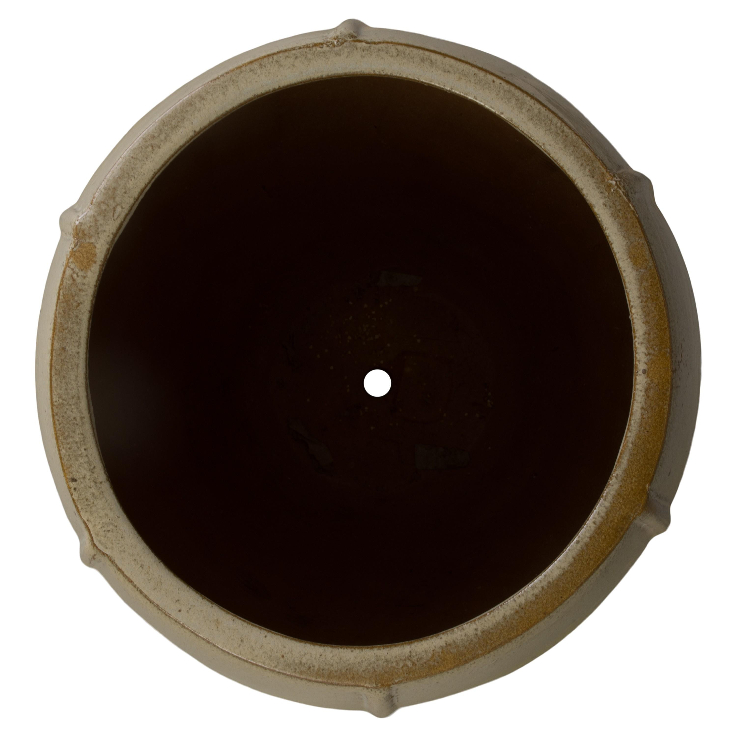Crest 25 in. Tall Round Yellow Snow Ceramic Planter