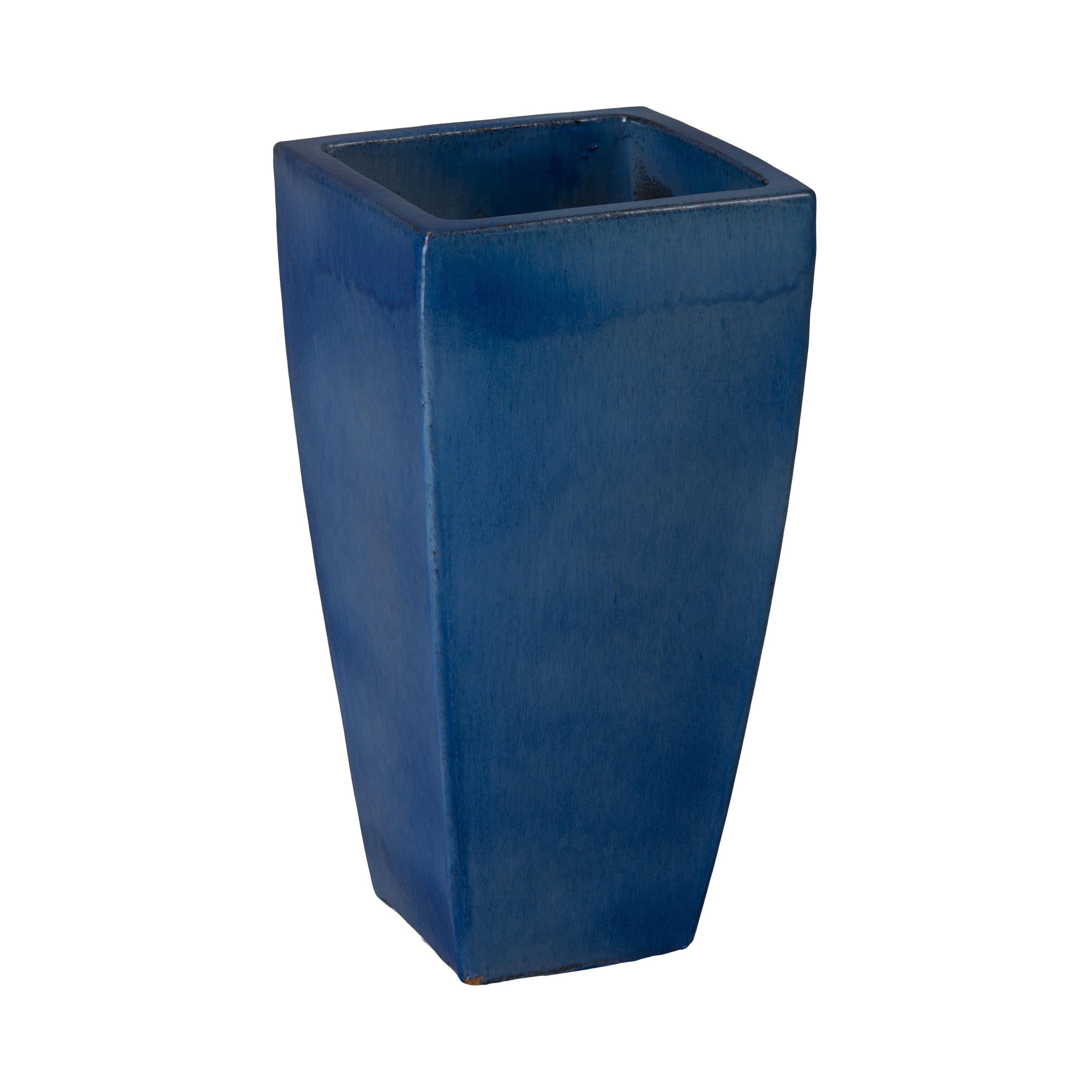 Quad 25 in. Square Blue Snow Ceramic Planter