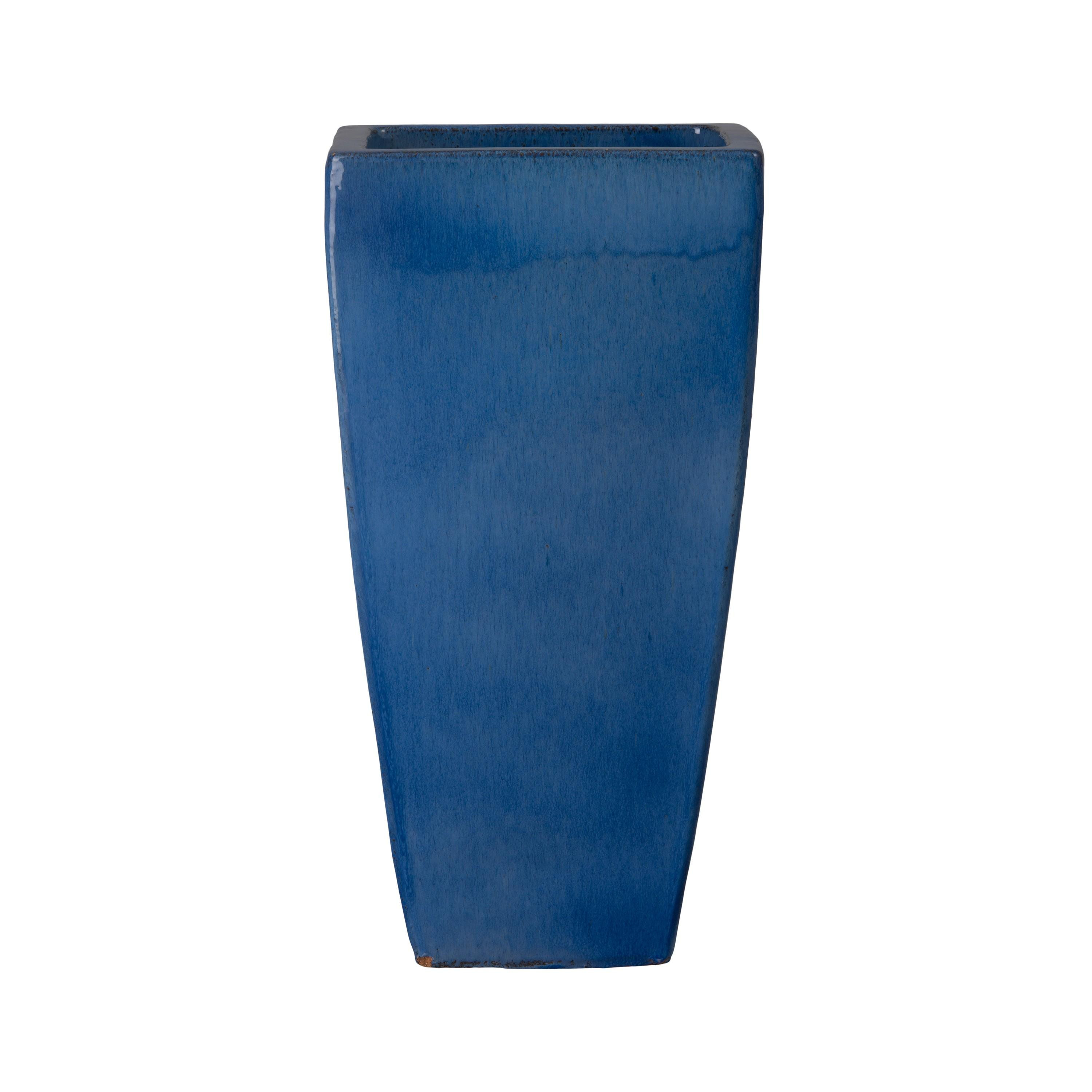Quad 25 in. Square Blue Snow Ceramic Planter