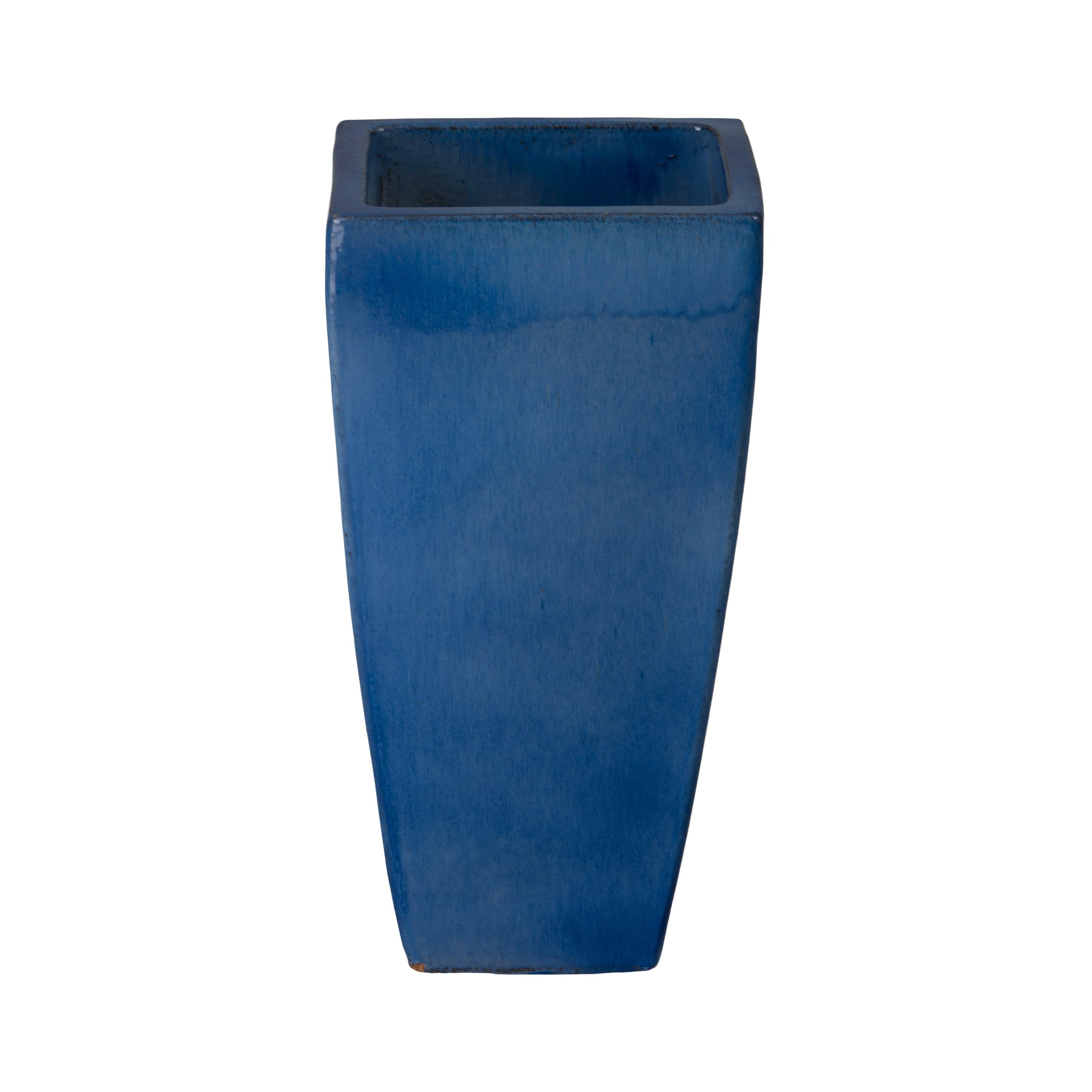 Quad 25 in. Square Blue Snow Ceramic Planter
