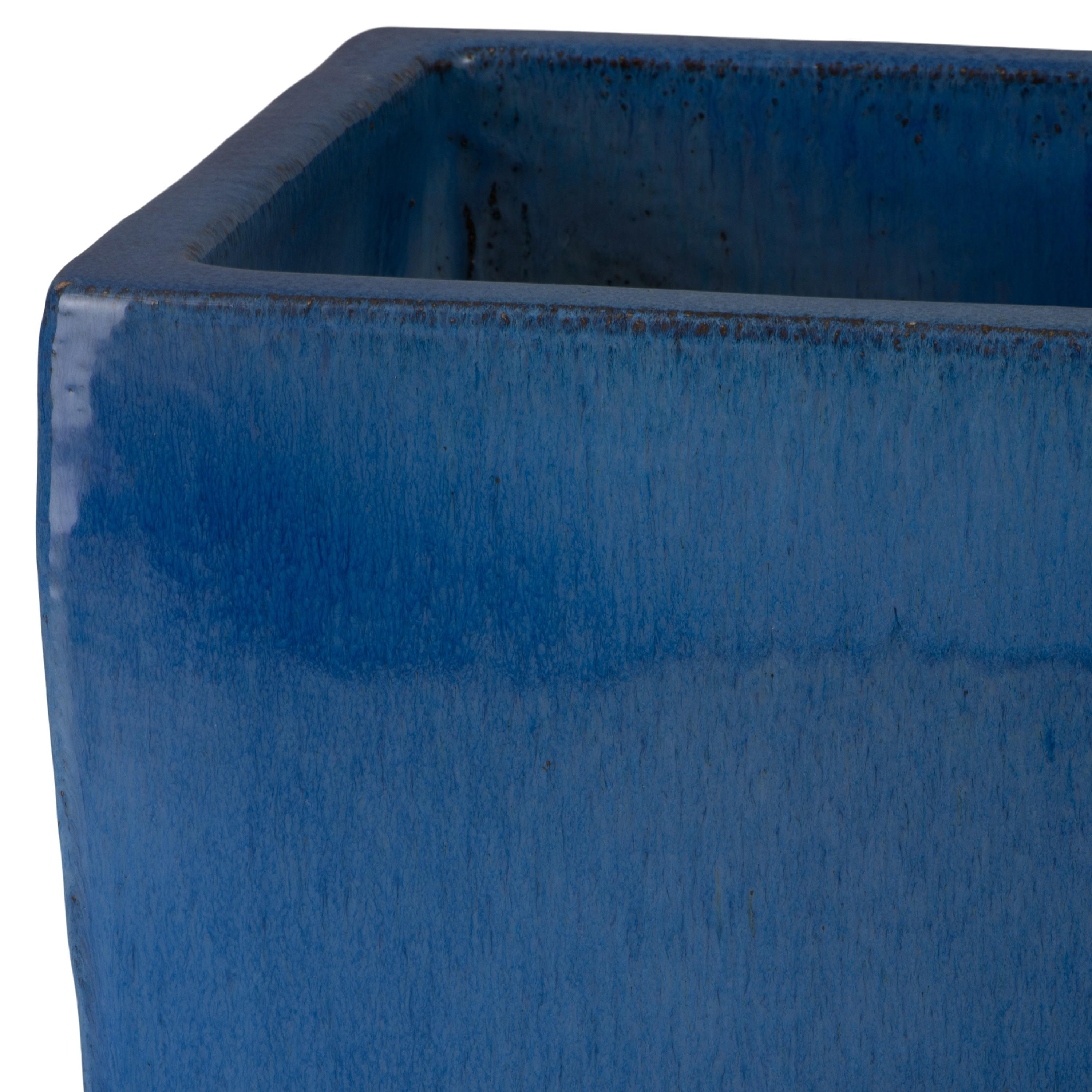 Quad 25 in. Square Blue Snow Ceramic Planter