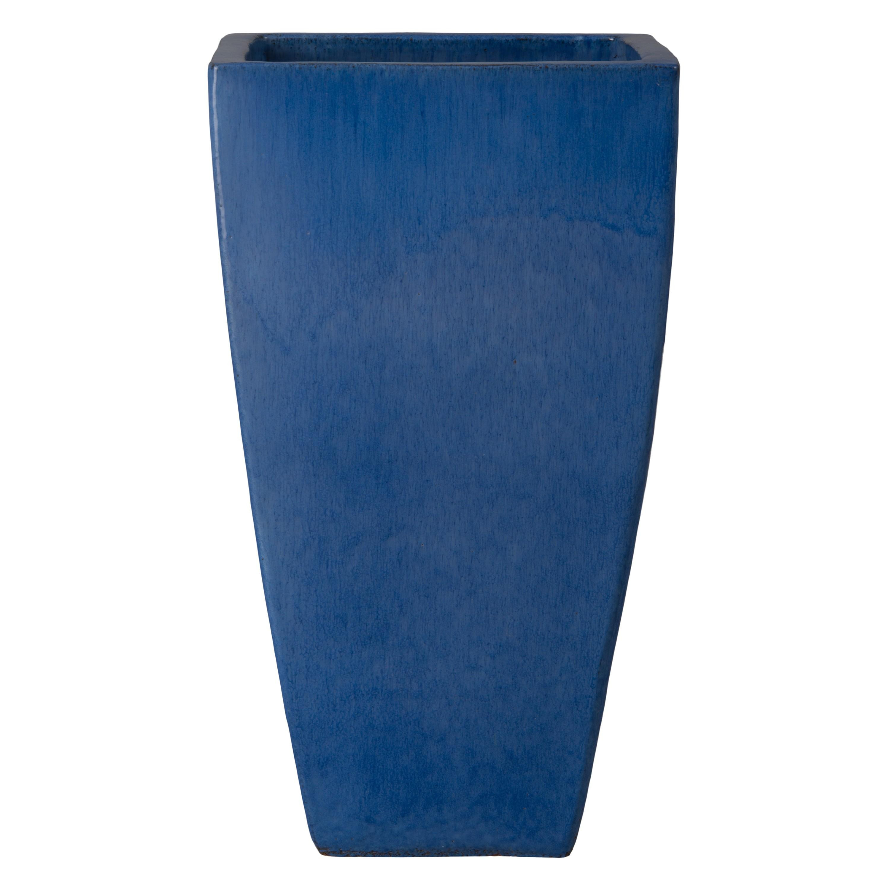 Quad 29.5 in. Square Blue Snow Ceramic Planter