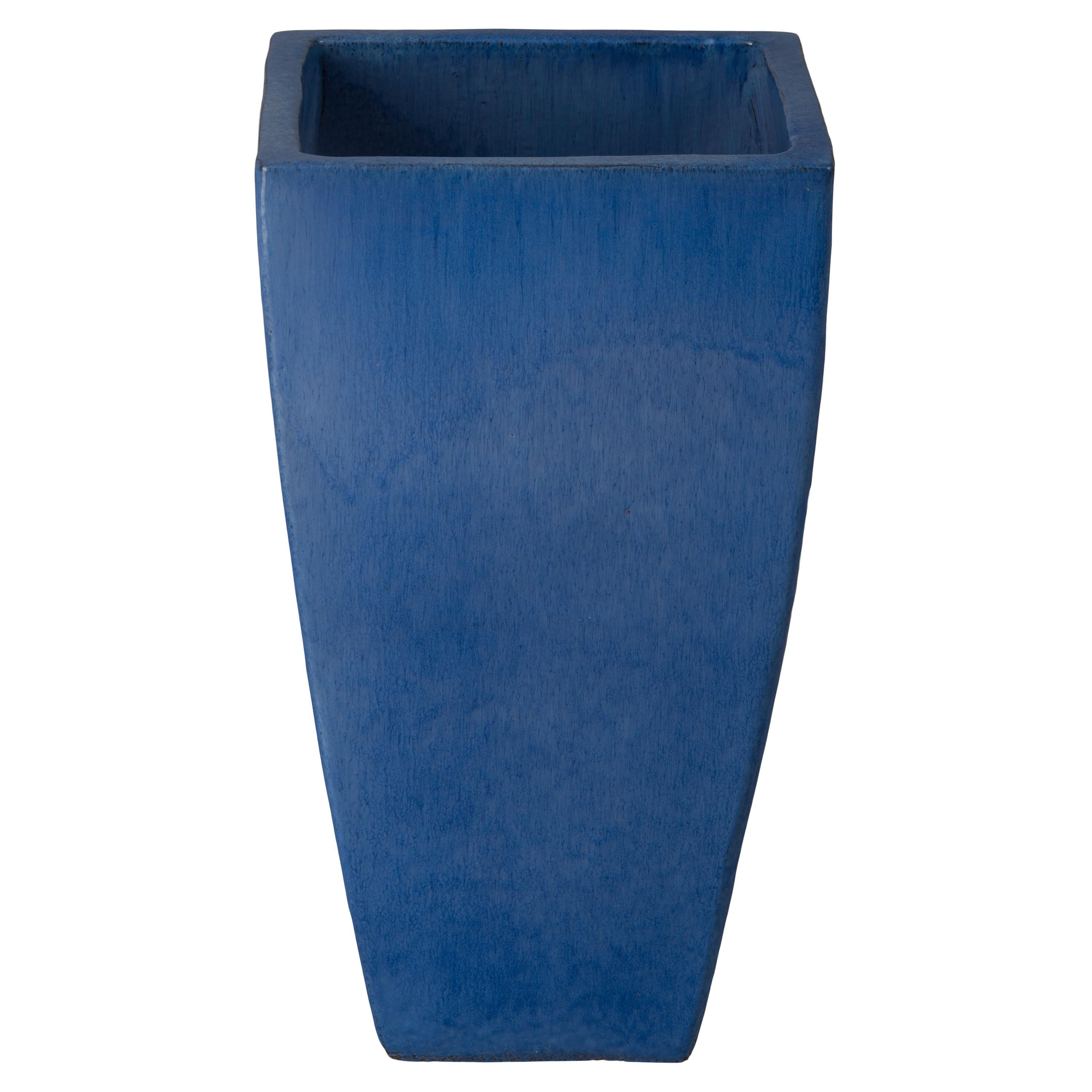 Quad 29.5 in. Square Blue Snow Ceramic Planter