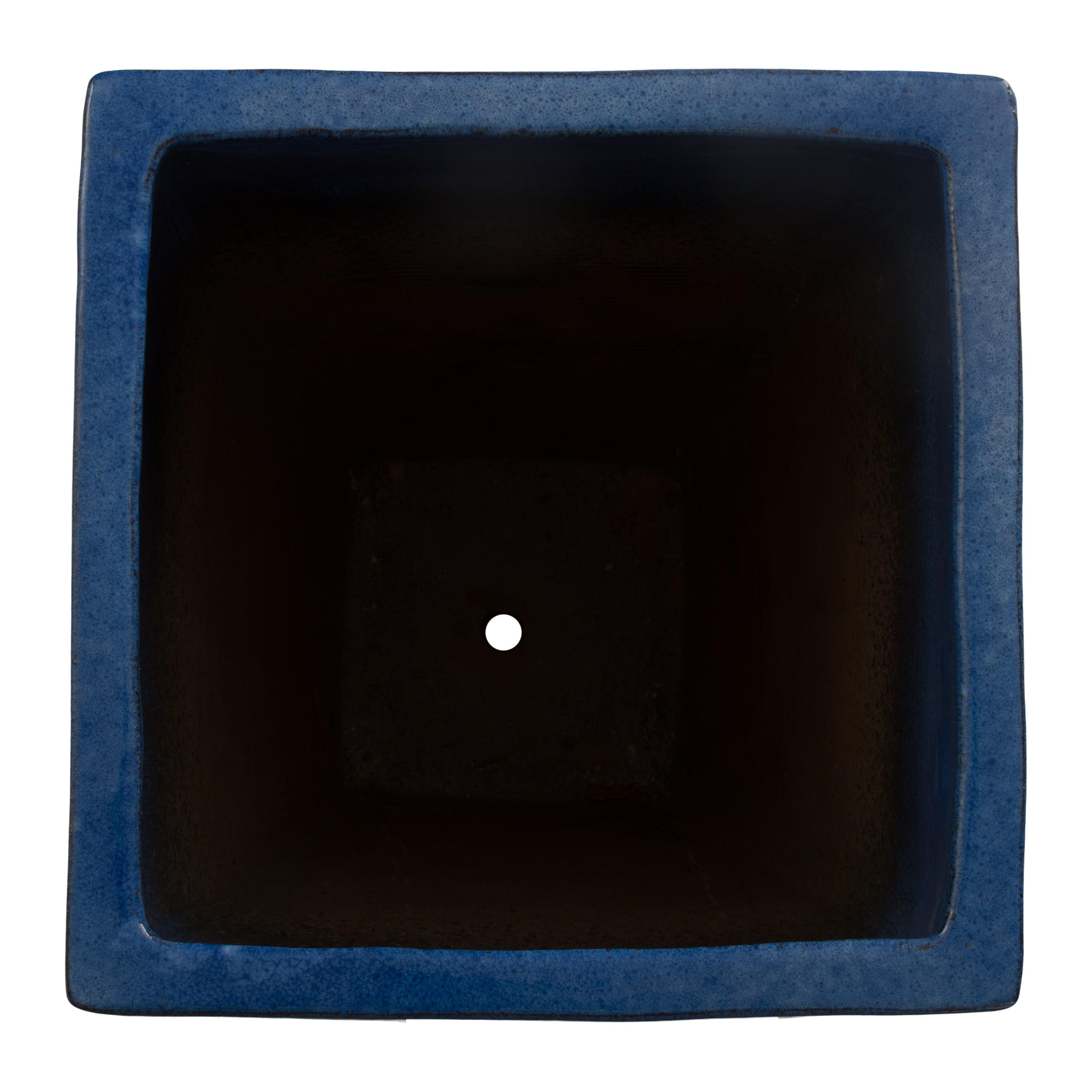 Quad 29.5 in. Square Blue Snow Ceramic Planter
