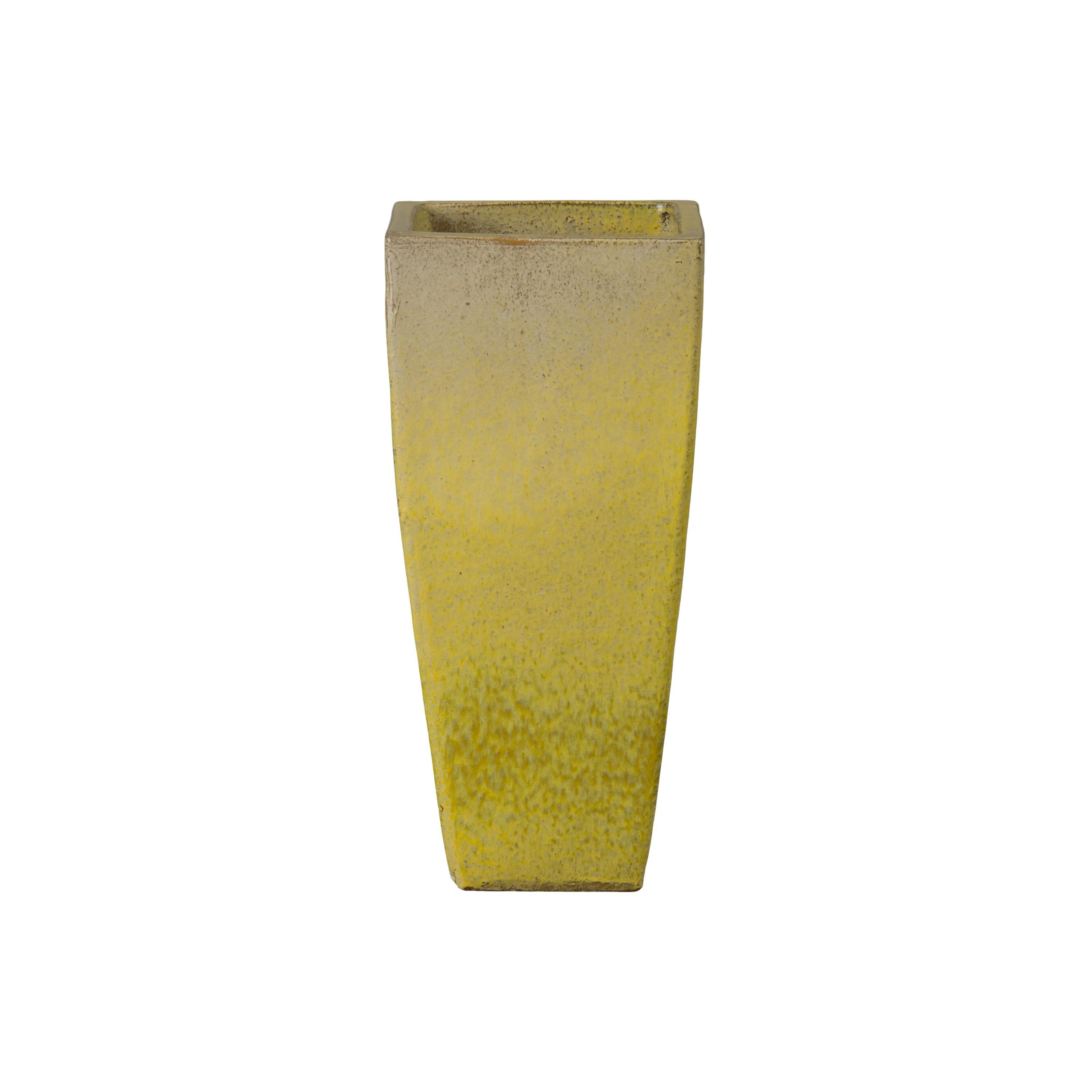 Quad 20 in. Square Yellow Snow Ceramic Planter