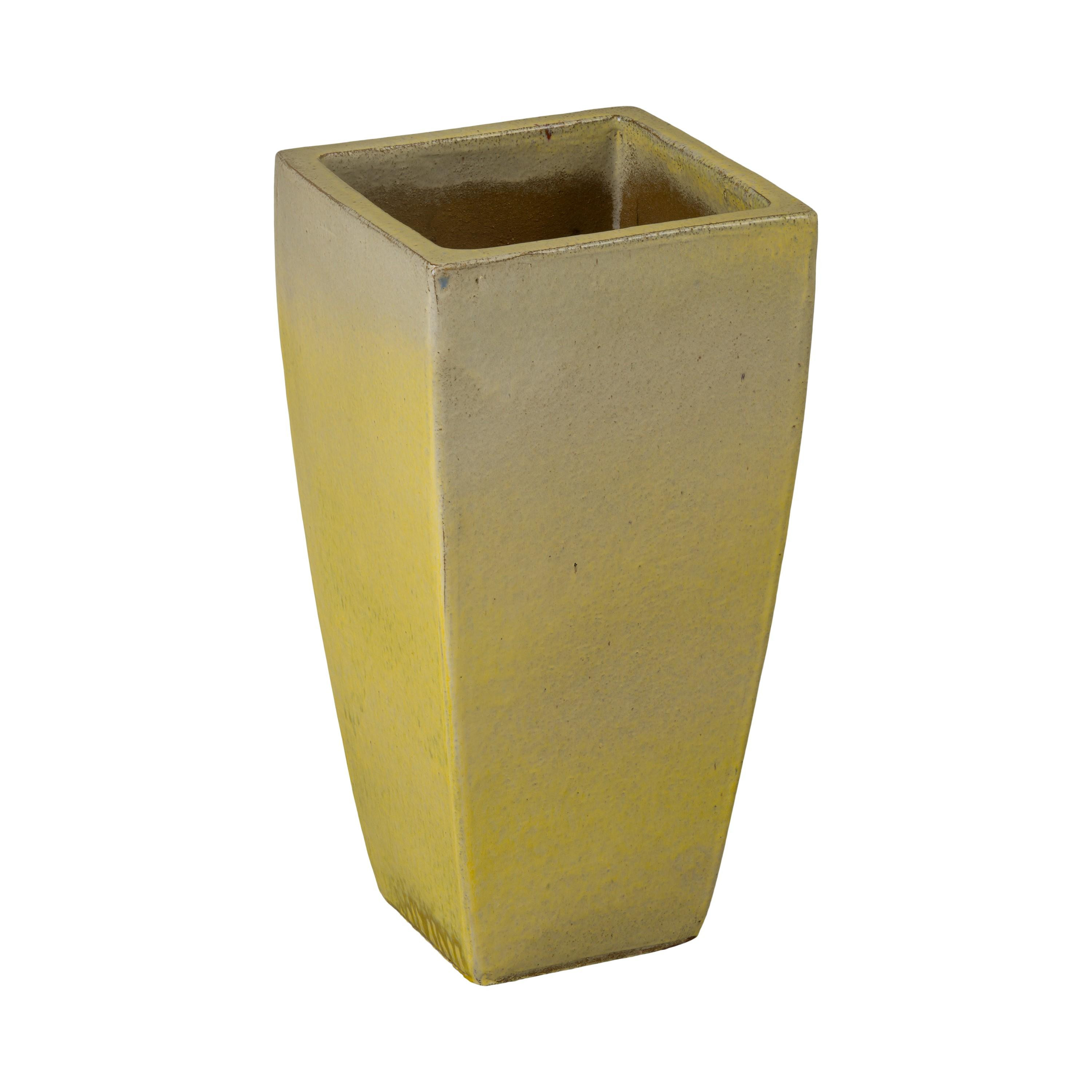 Quad 25 in. Square Yellow Snow Ceramic Planter