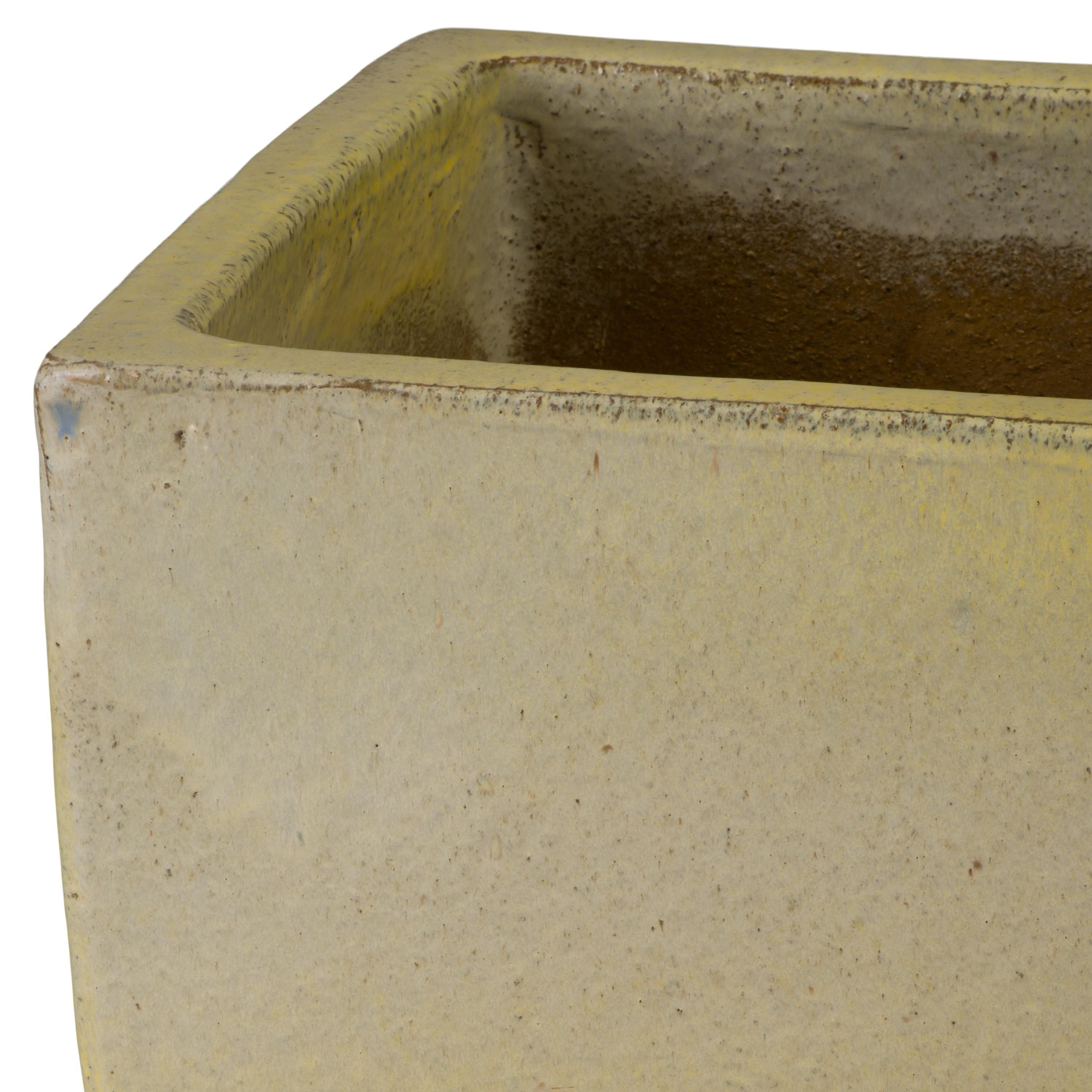 Quad 25 in. Square Yellow Snow Ceramic Planter
