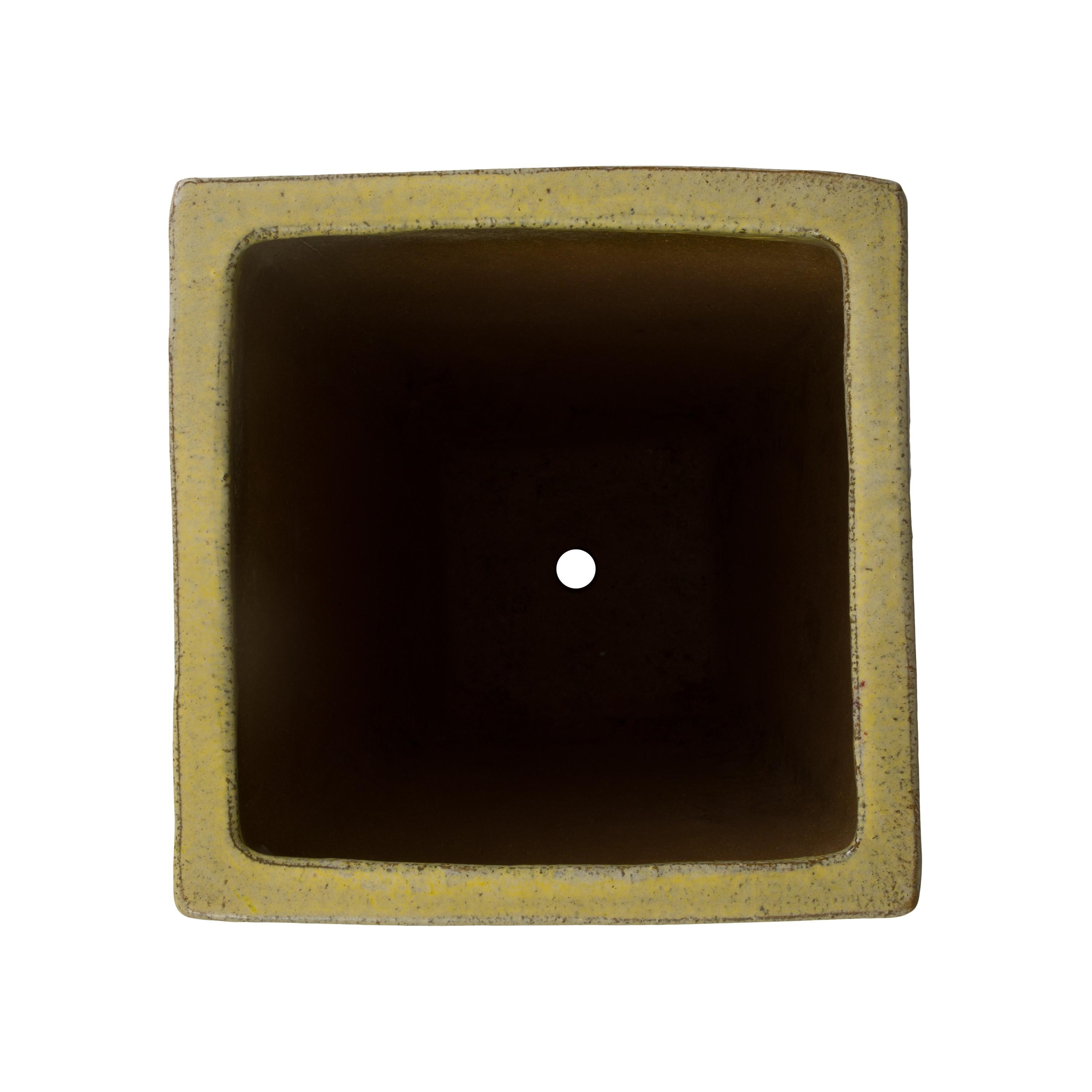 Quad 25 in. Square Yellow Snow Ceramic Planter
