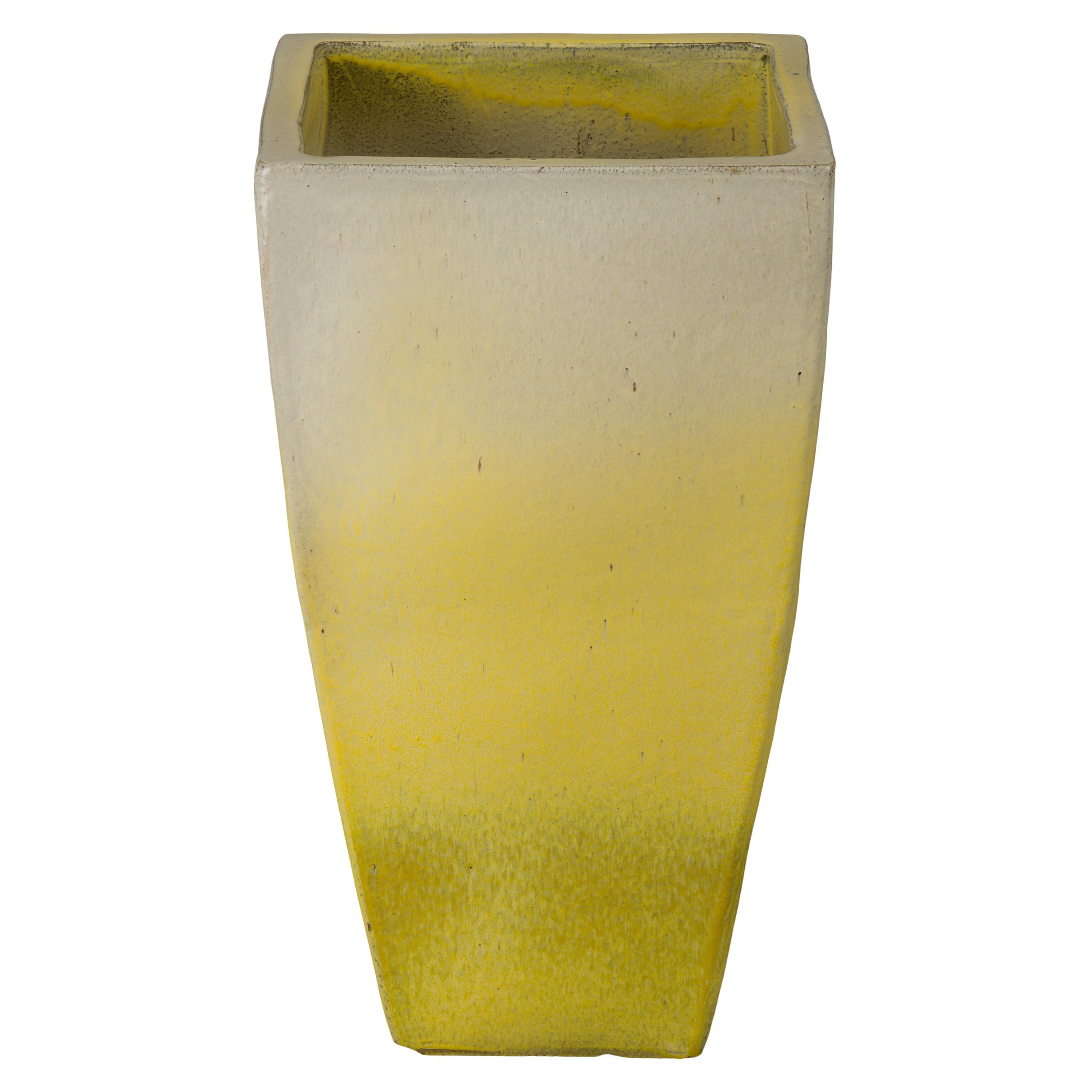 Quad 29.5 in. Square Yellow Snow Ceramic Planter