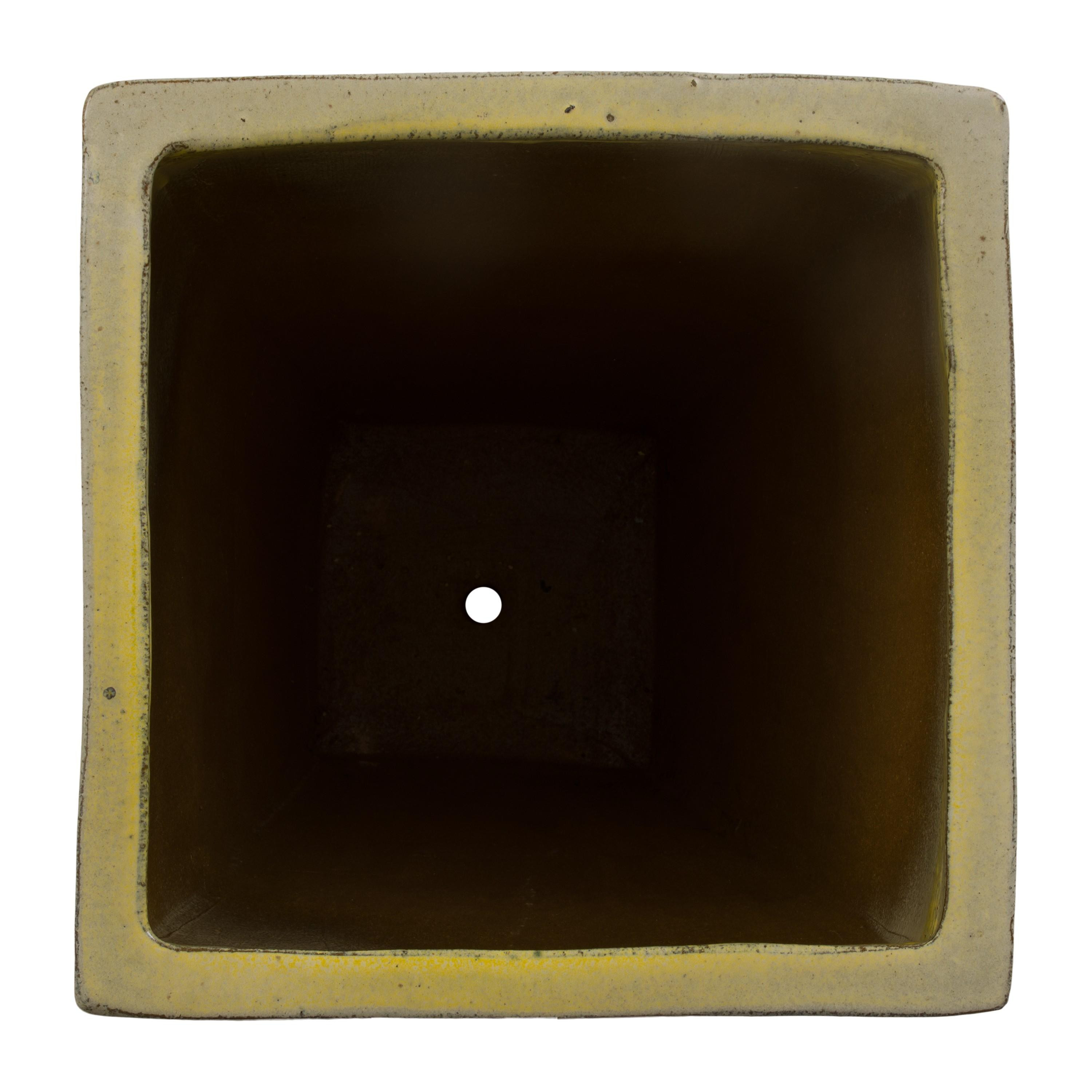 Quad 29.5 in. Square Yellow Snow Ceramic Planter