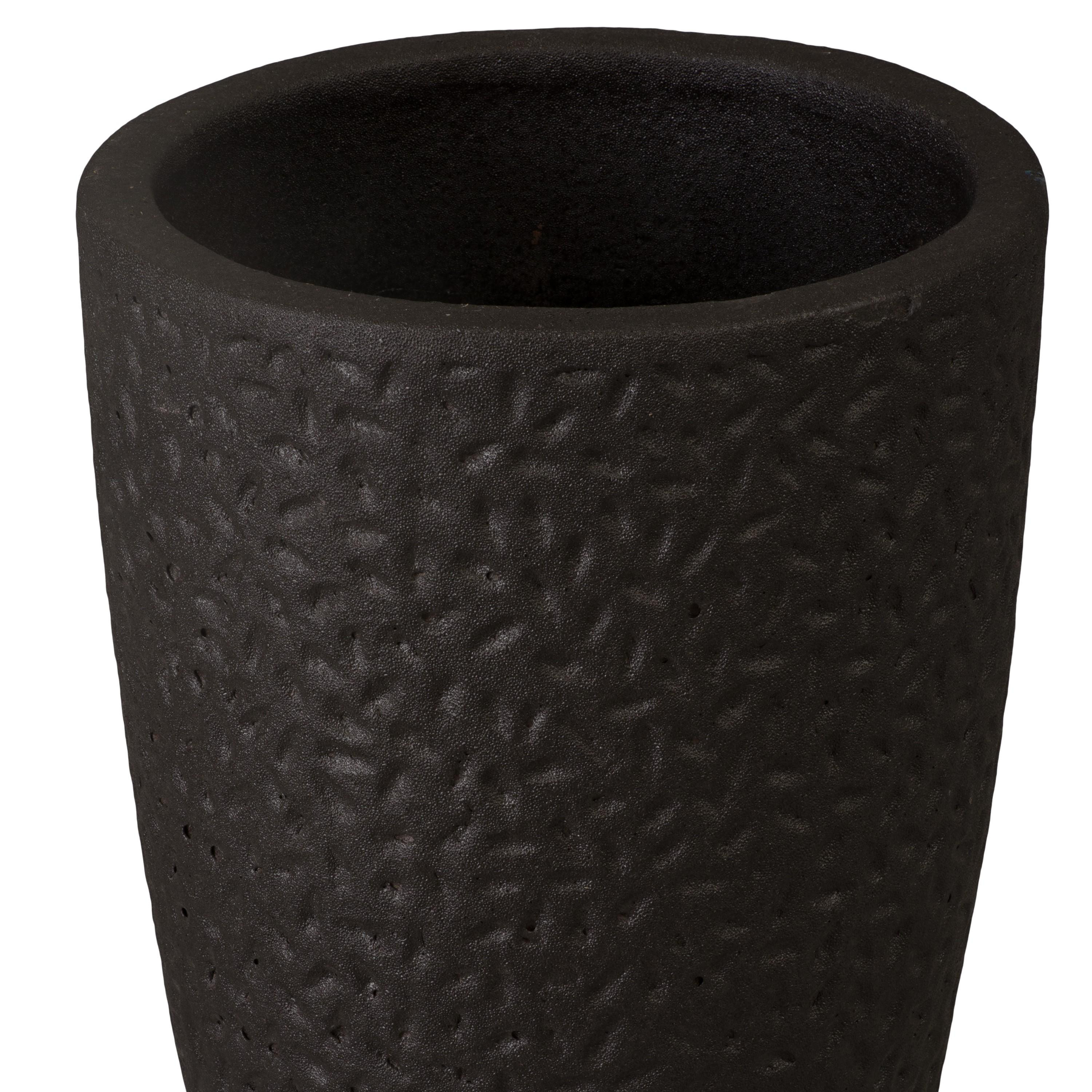 Notch 14 in. Round Matte Black Ceramic Planter