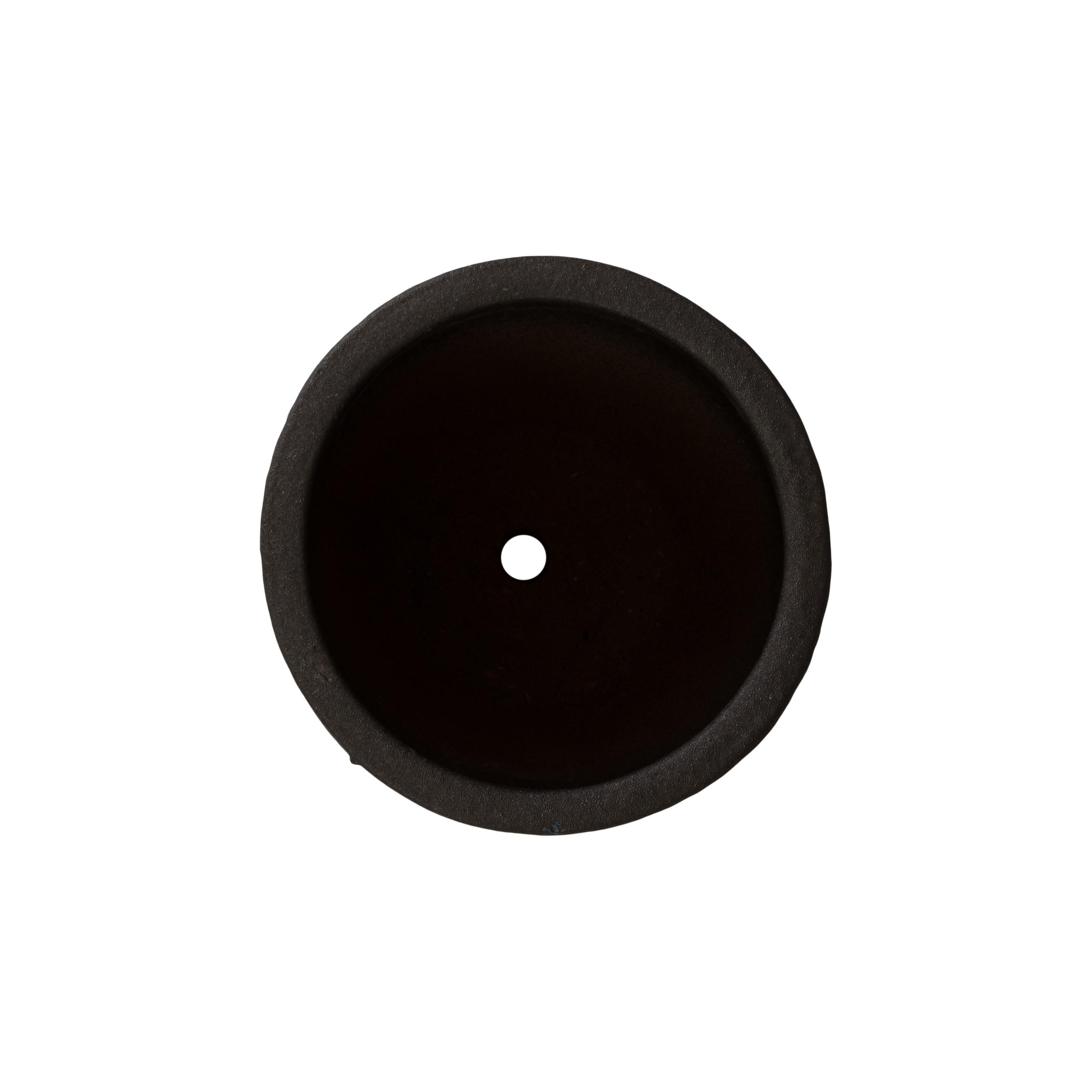 Notch 14 in. Round Matte Black Ceramic Planter