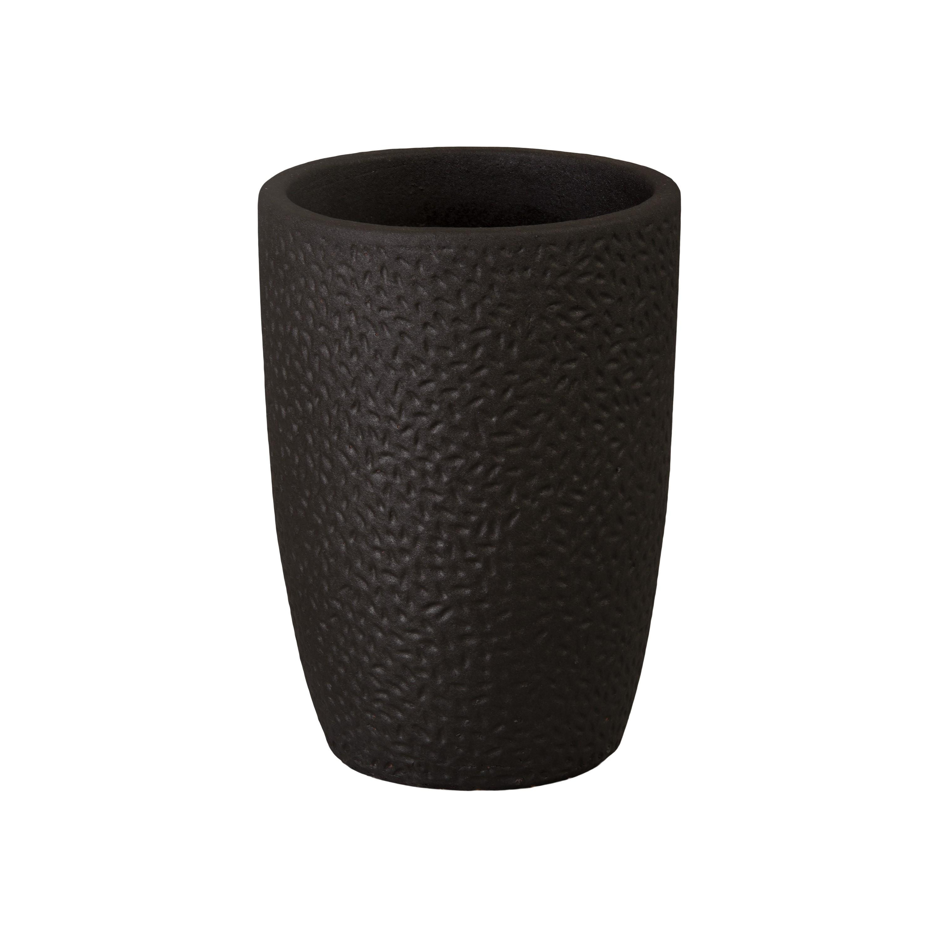 Notch 18 in. Round Matte Black Ceramic Planter