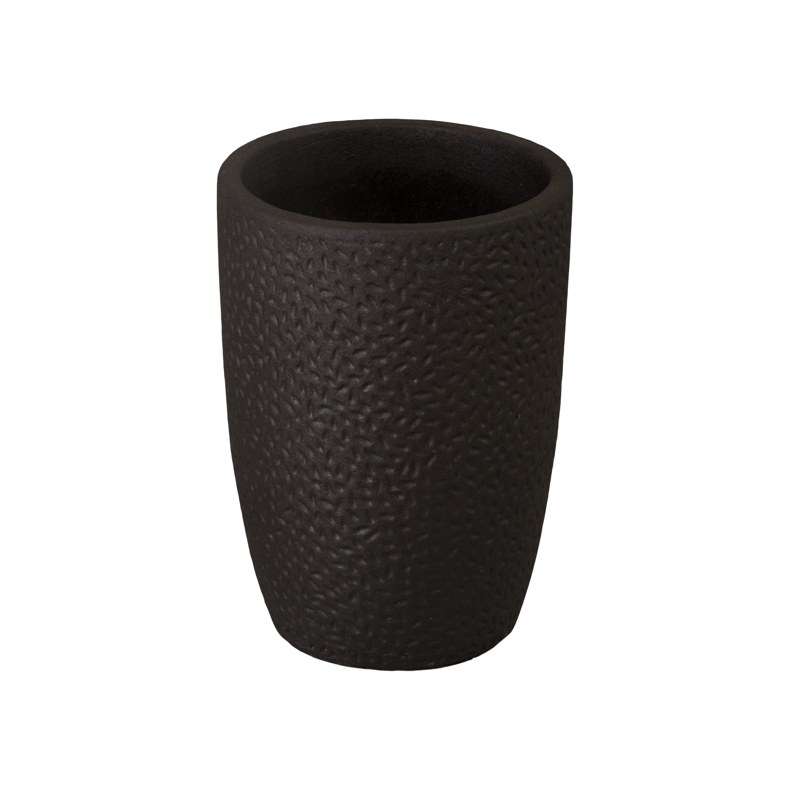 Notch 18 in. Round Matte Black Ceramic Planter