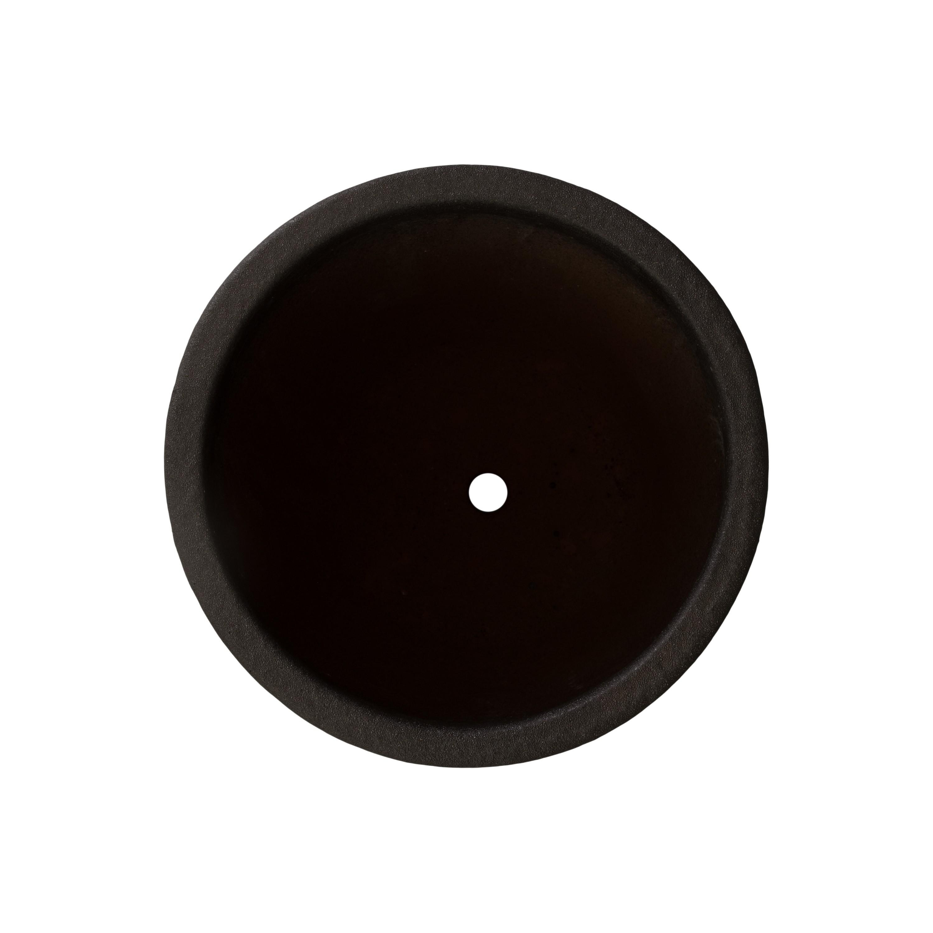 Notch 18 in. Round Matte Black Ceramic Planter