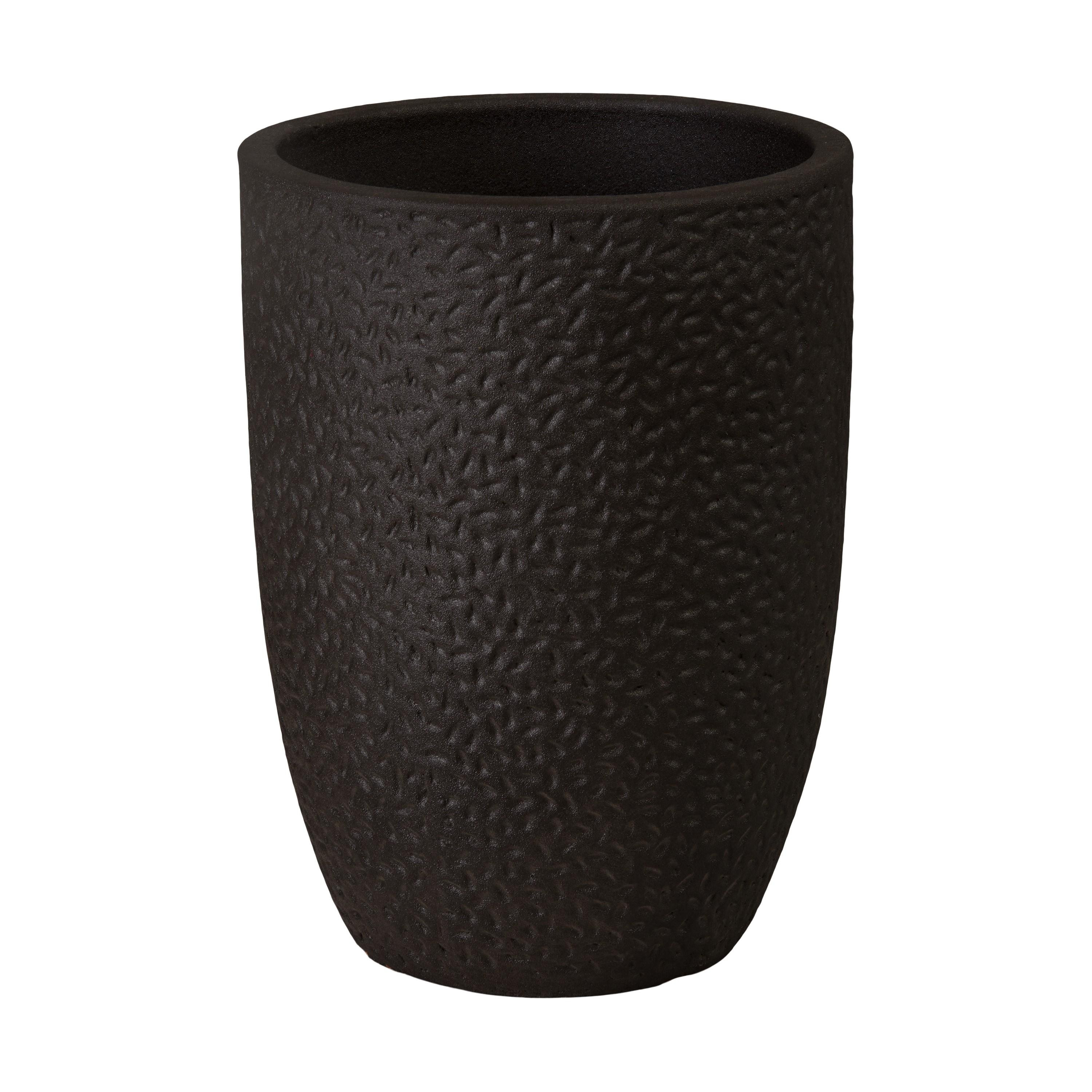 Notch 21.5 in. Round Matte Black Ceramic Planter