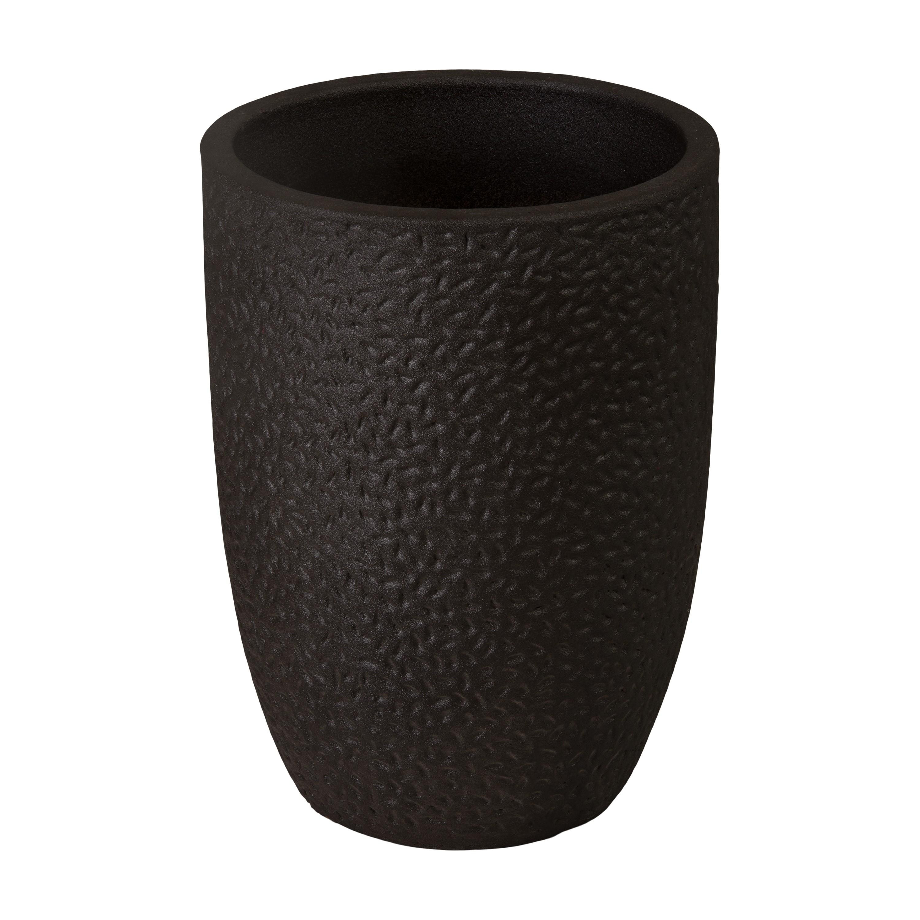 Notch 21.5 in. Round Matte Black Ceramic Planter