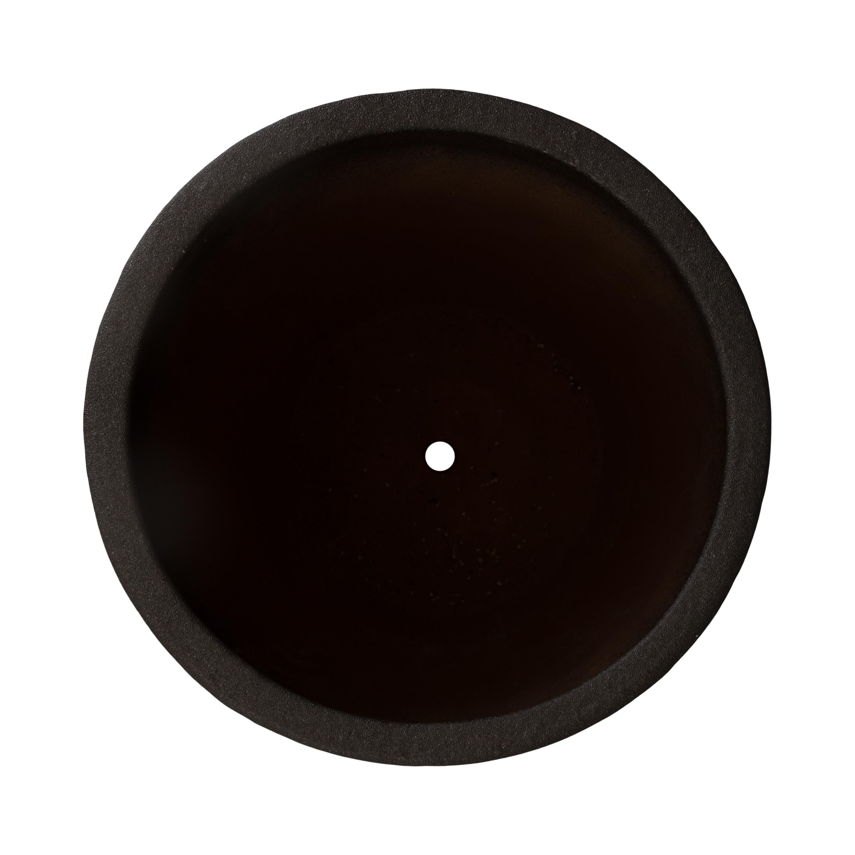 Notch 21.5 in. Round Matte Black Ceramic Planter