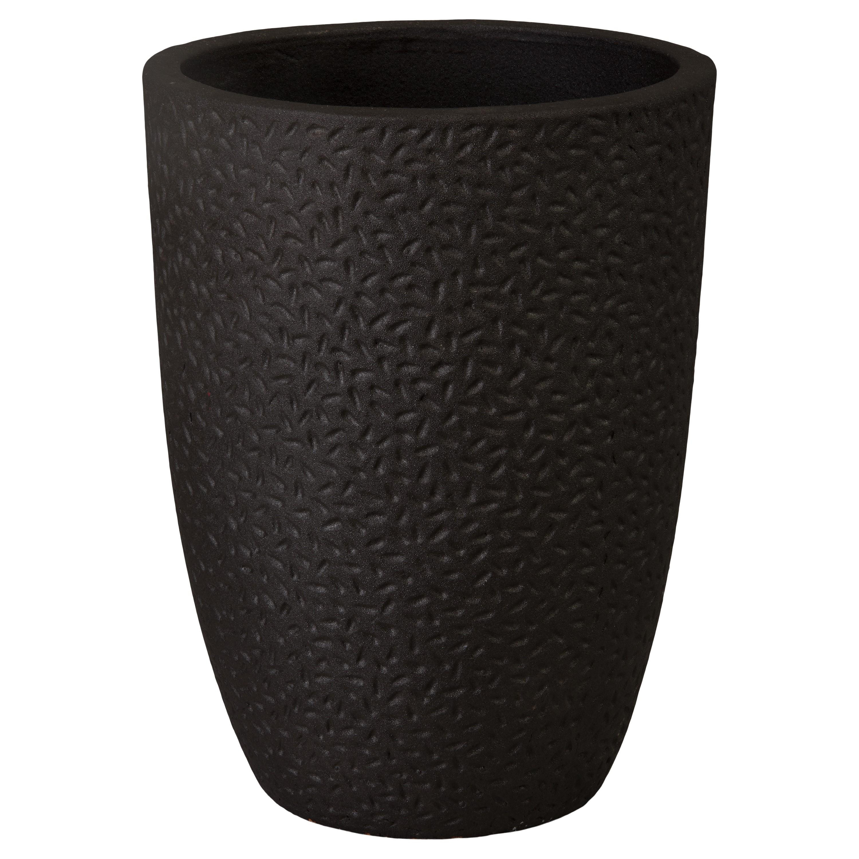 Notch 25.5 in. Round Matte Black Ceramic Planter