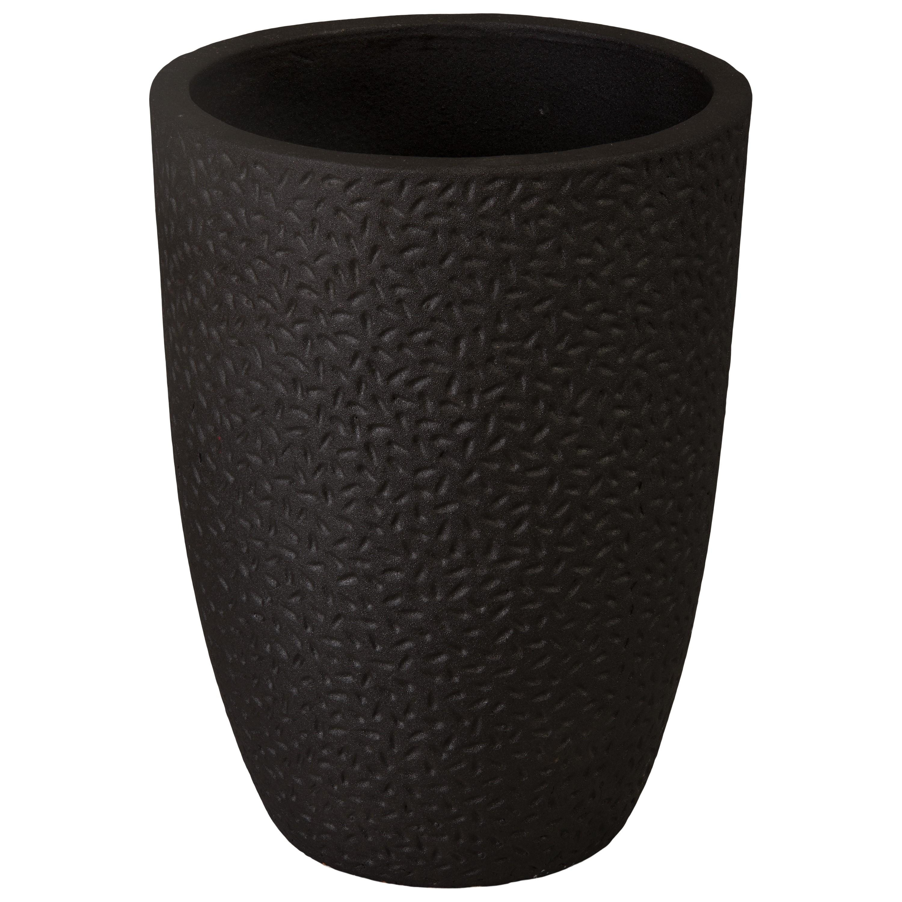 Notch 25.5 in. Round Matte Black Ceramic Planter