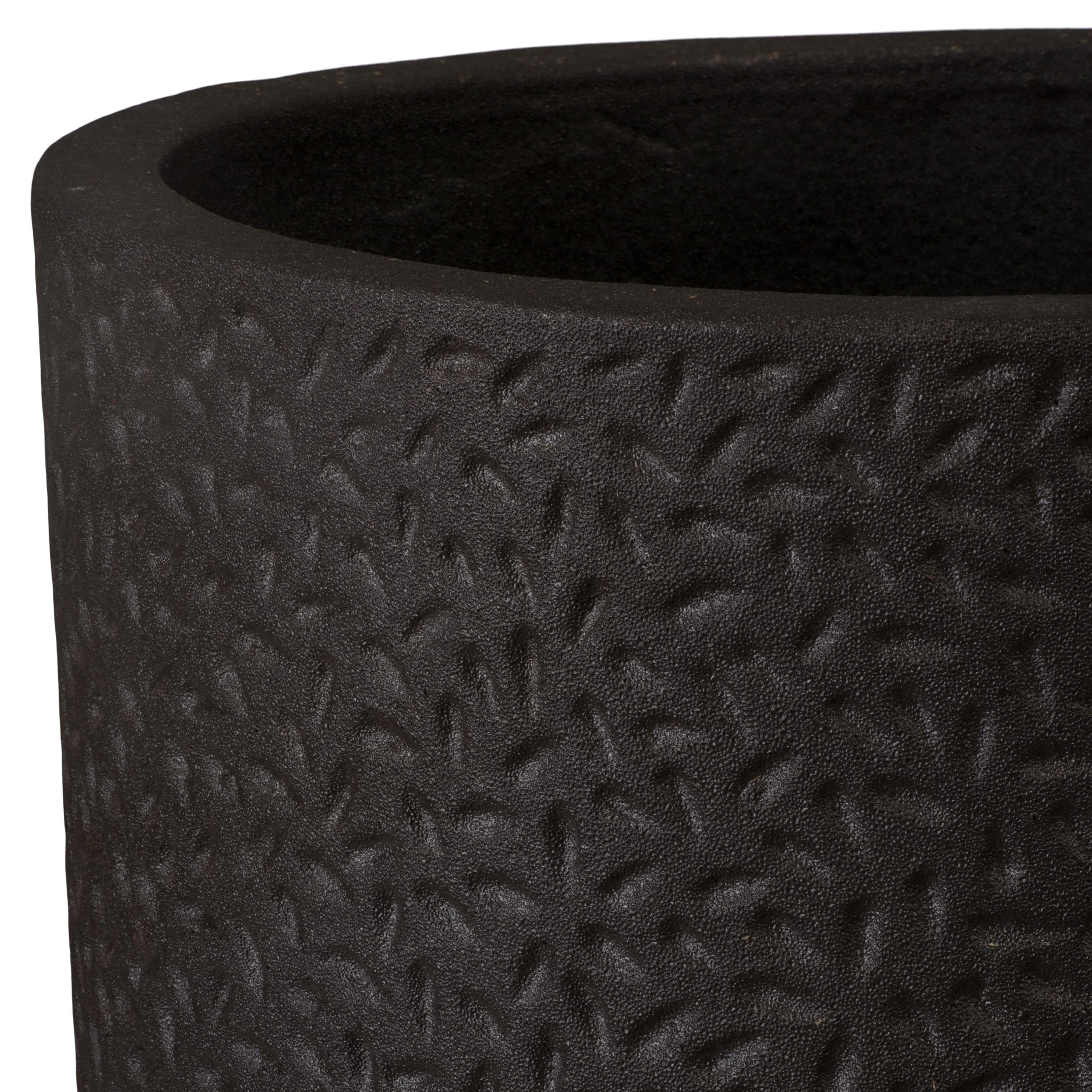 Notch 25.5 in. Round Matte Black Ceramic Planter