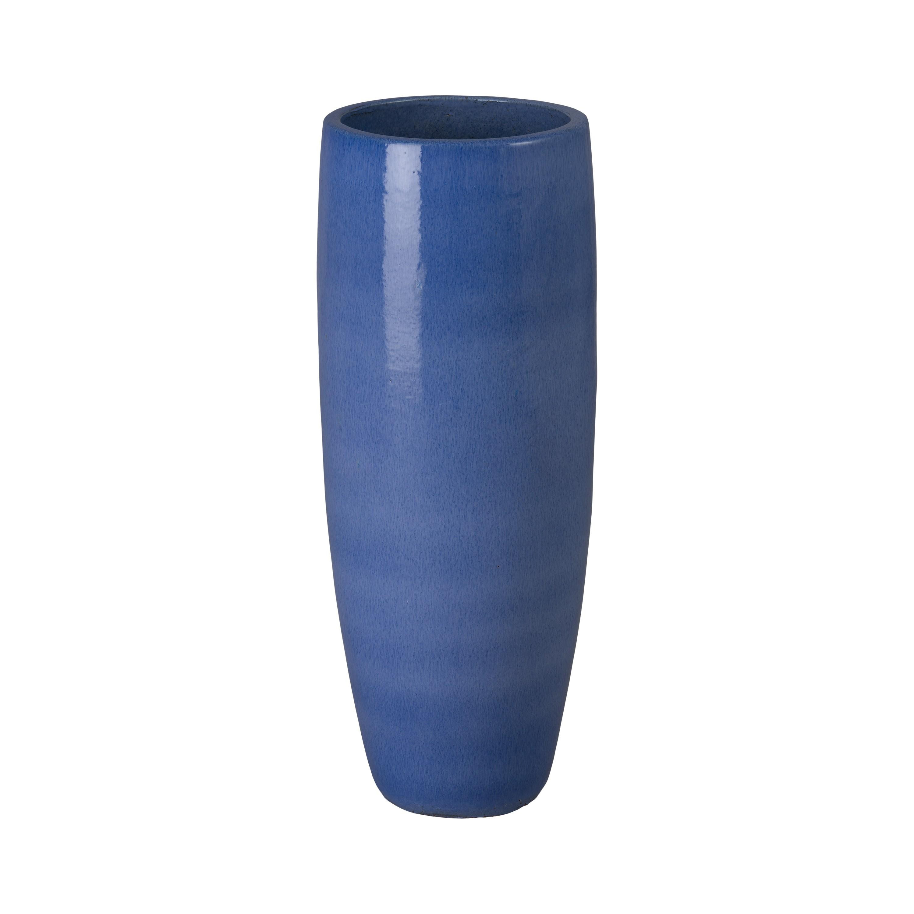 38 in. Round Blue Snow Ceramic Cigar Jar
