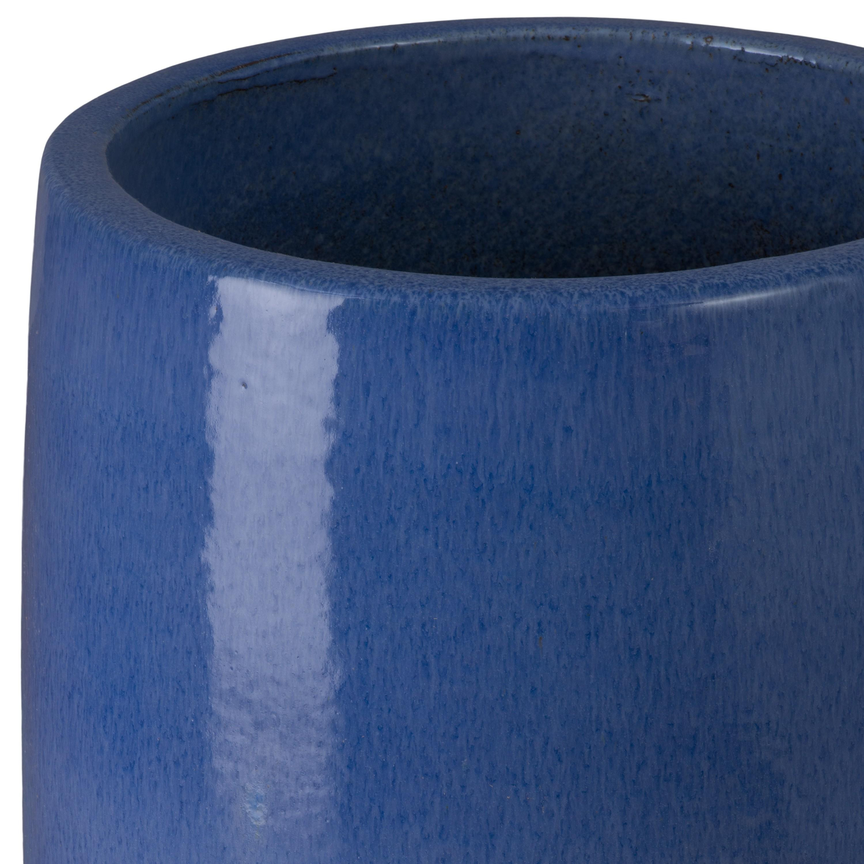 38 in. Round Blue Snow Ceramic Cigar Jar