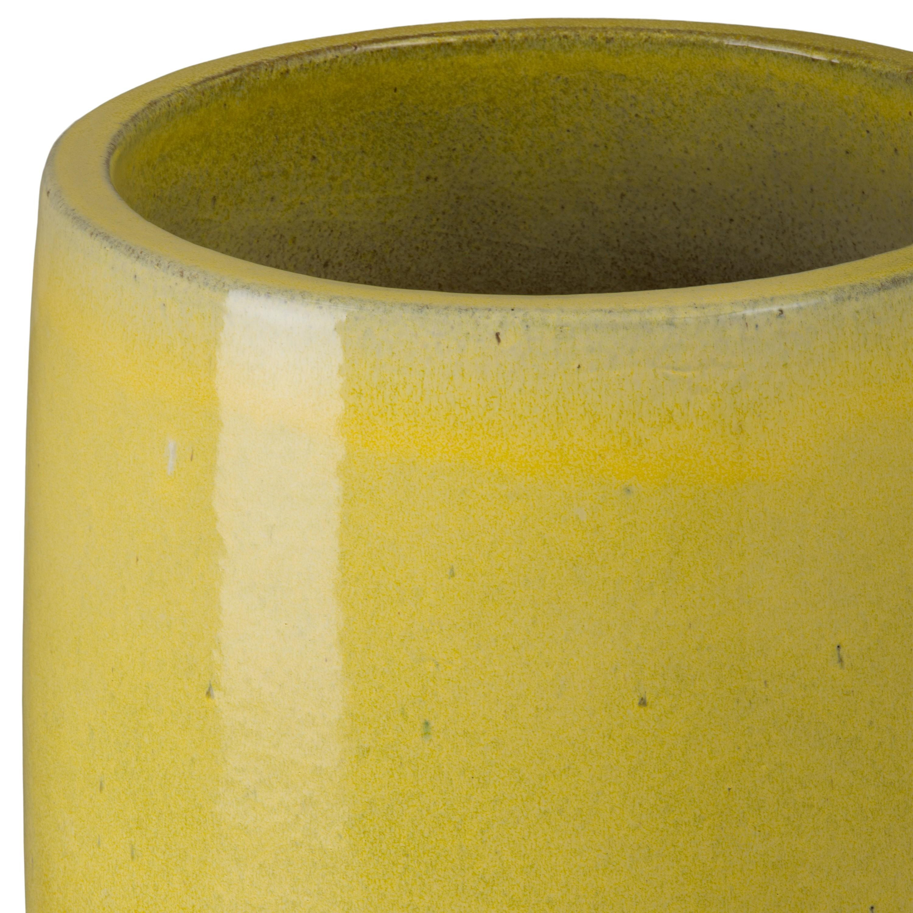 38 in. Round Yellow Snow Ceramic Cigar Jar