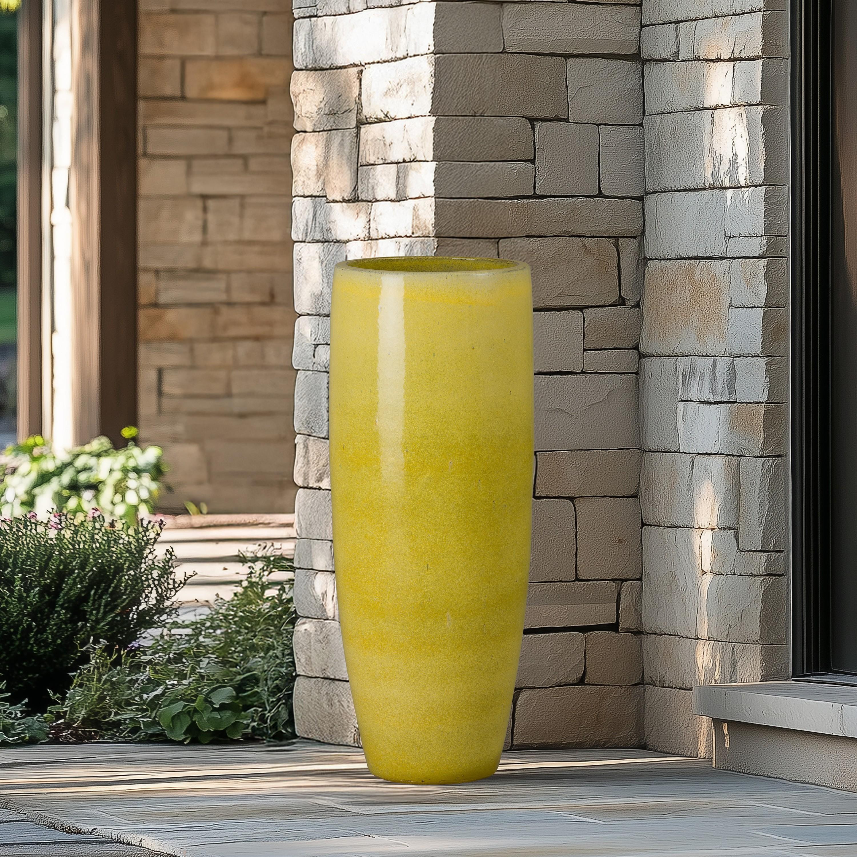38 in. Round Yellow Snow Ceramic Cigar Jar