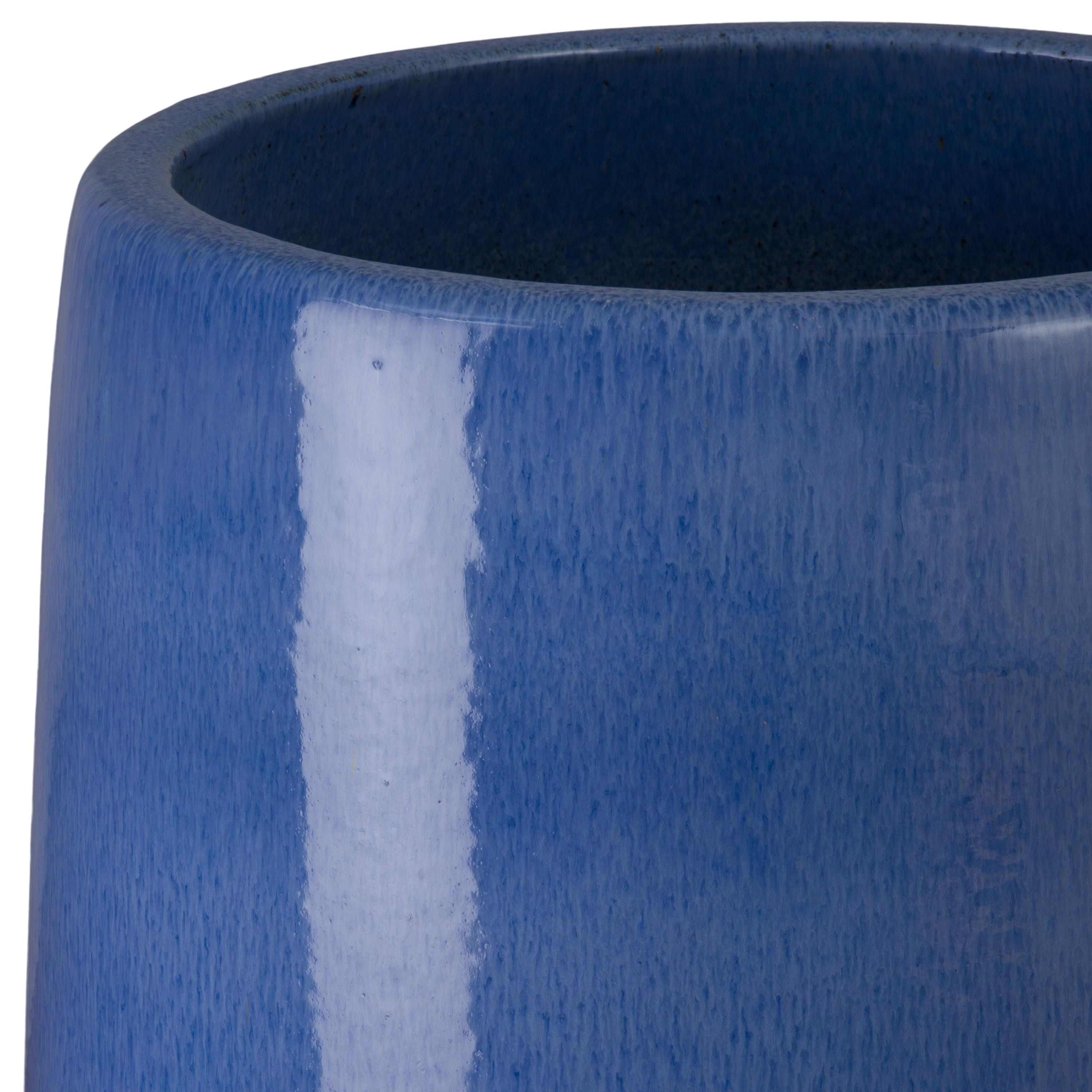 47 in. Round Blue Snow Ceramic Cigar Jar