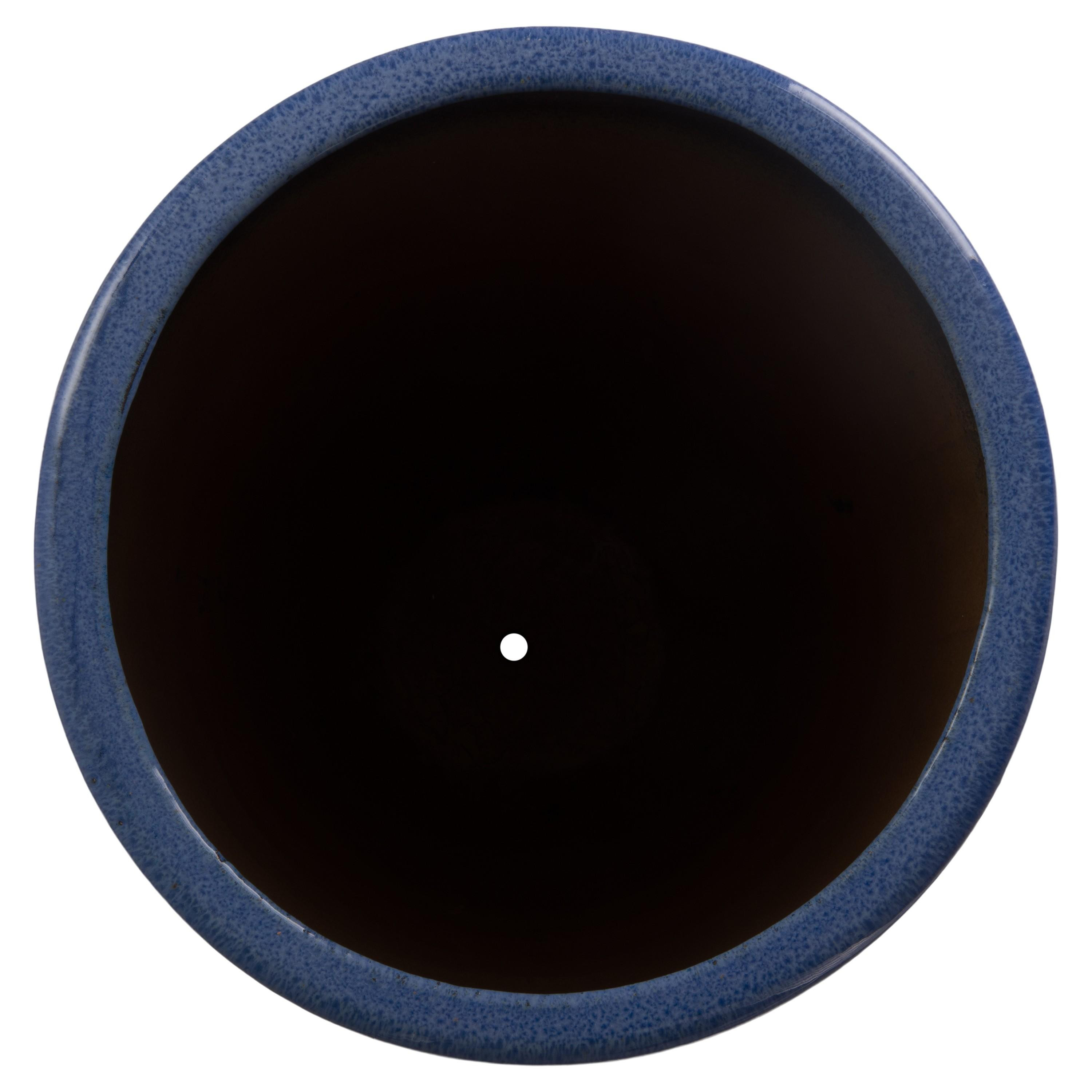 47 in. Round Blue Snow Ceramic Cigar Jar