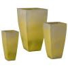 Quad Set of 3 Square Yellow Snow Ceramic Planters