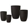 Notch Set of 4 Round Matte Black Ceramic Planters