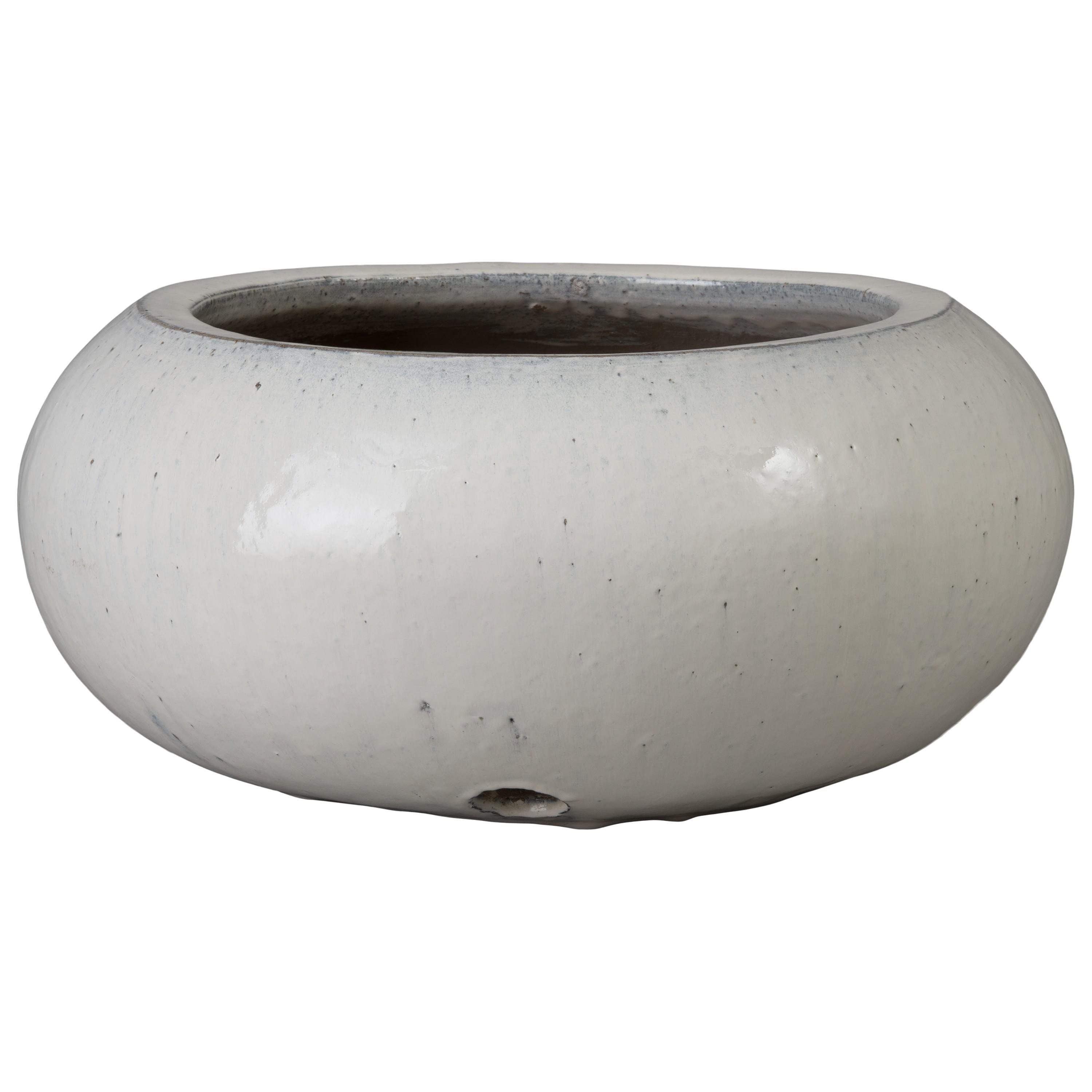Round Moon White Ceramic Hose Container