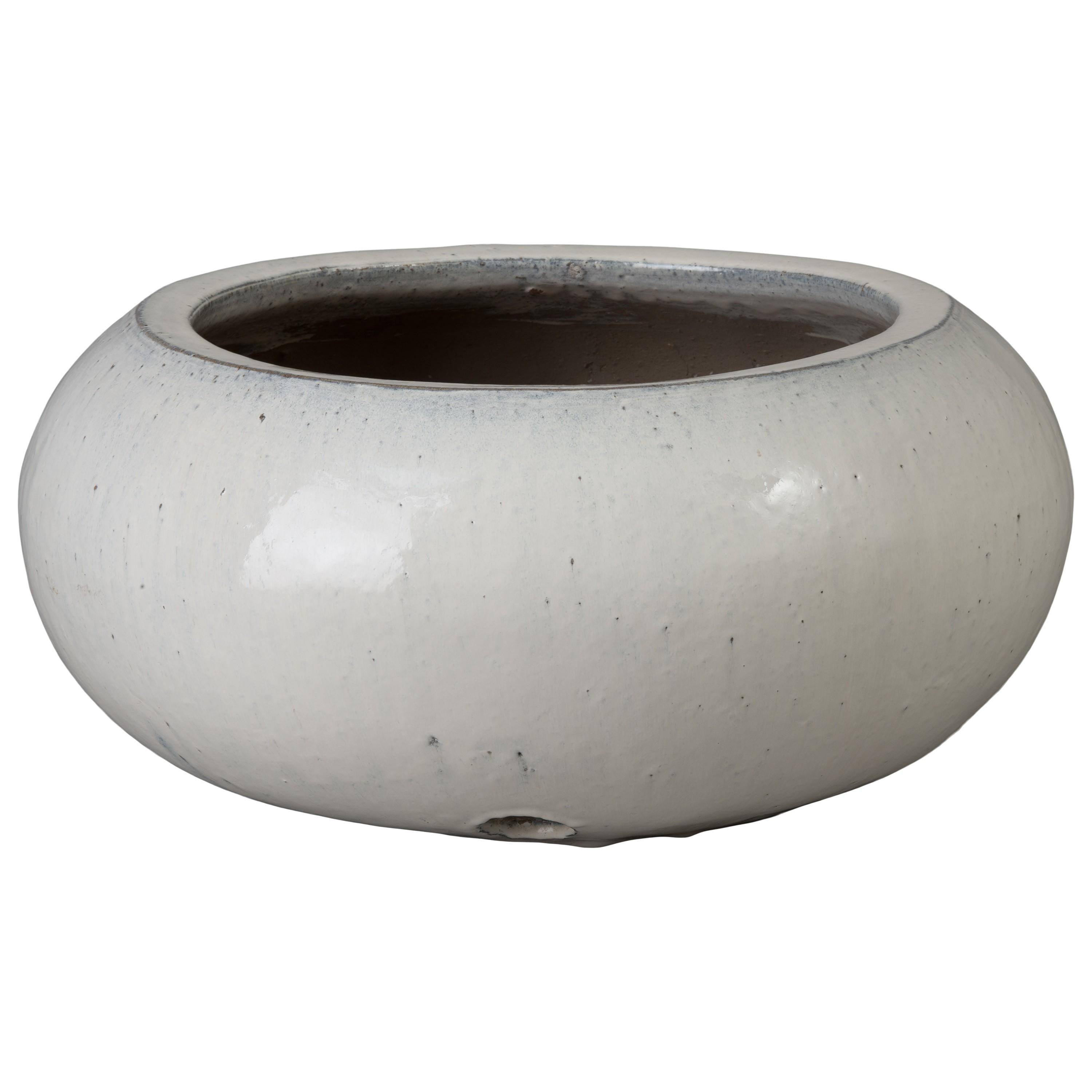 Round Moon White Ceramic Hose Container