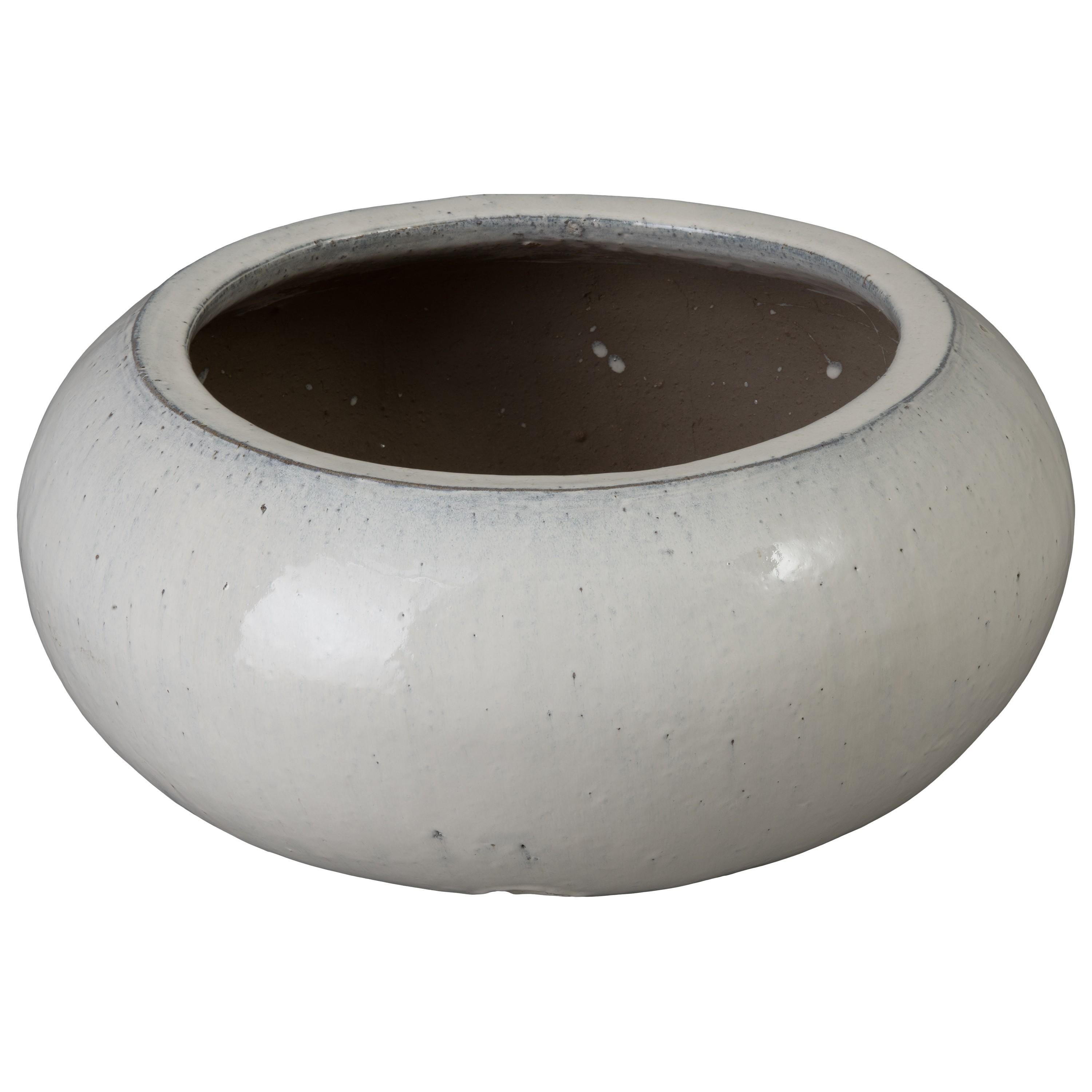 Round Moon White Ceramic Hose Container