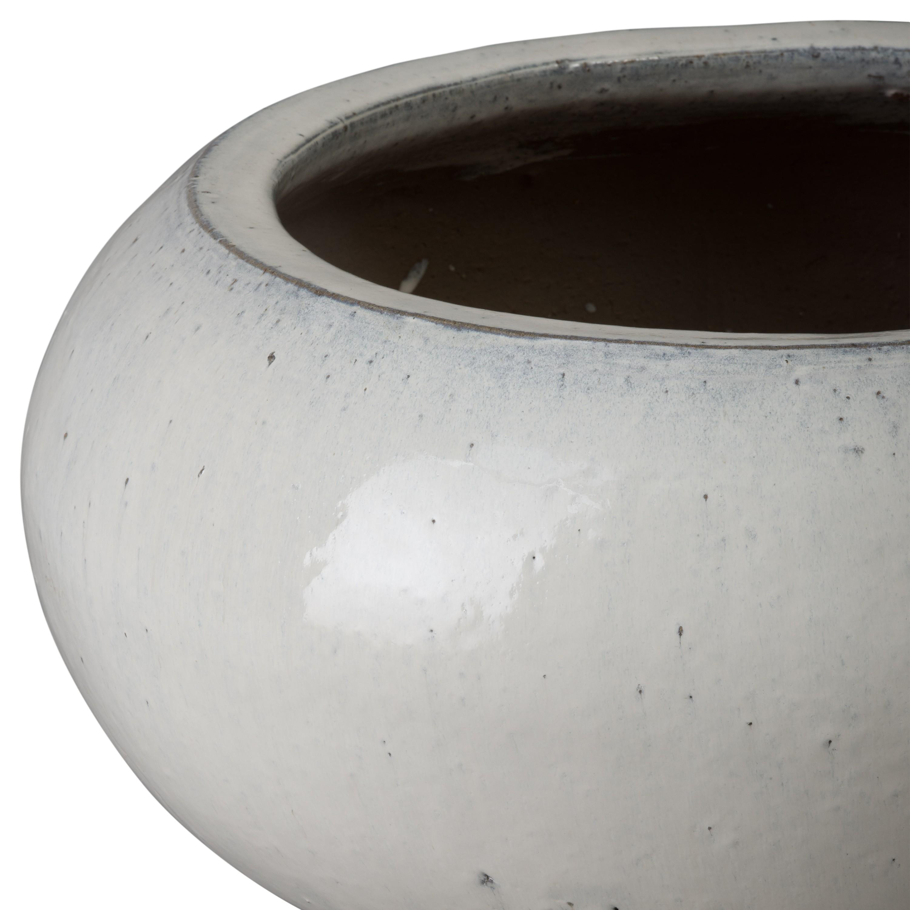 Round Moon White Ceramic Hose Container