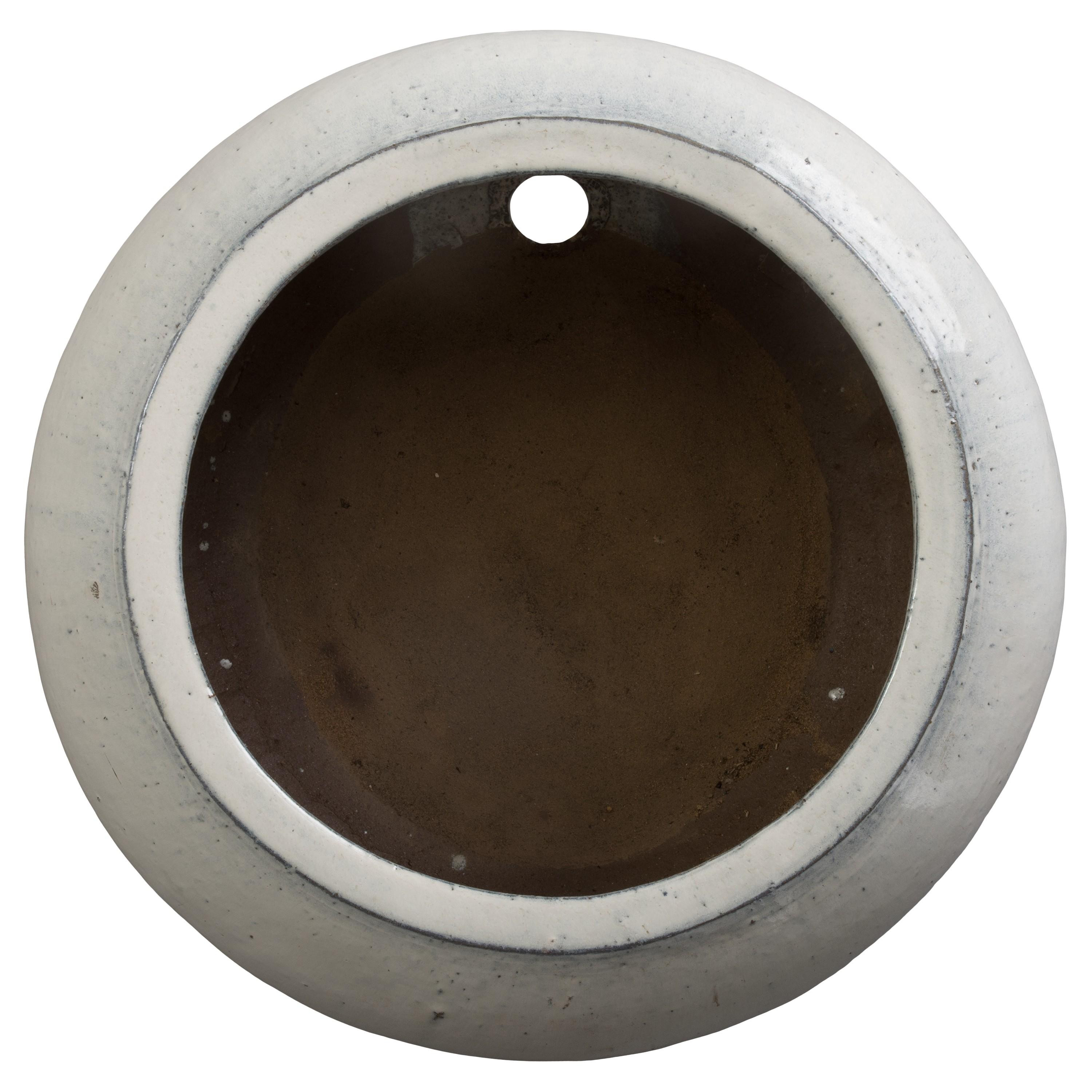 Round Moon White Ceramic Hose Container