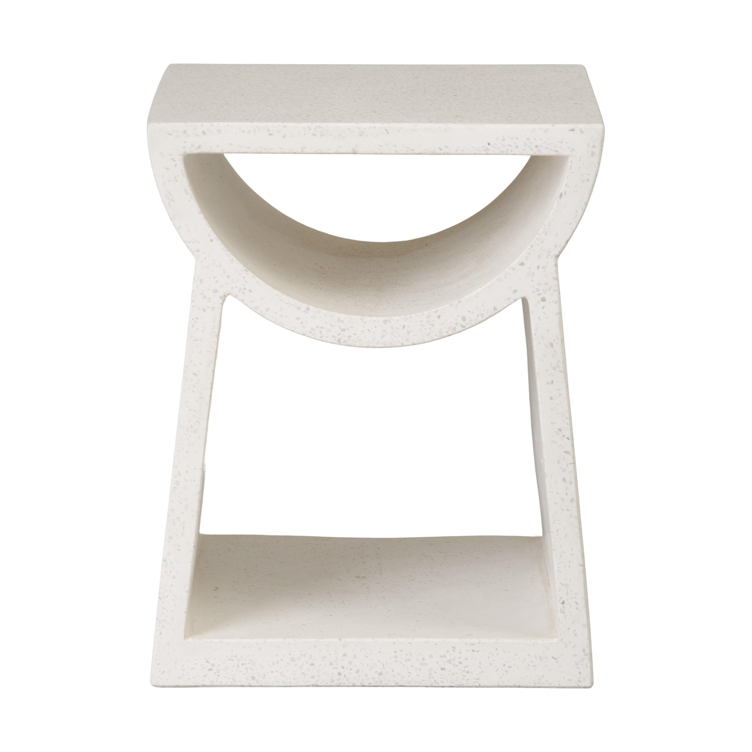 Ole 18 in. Square White Terrazzo Garden Stool