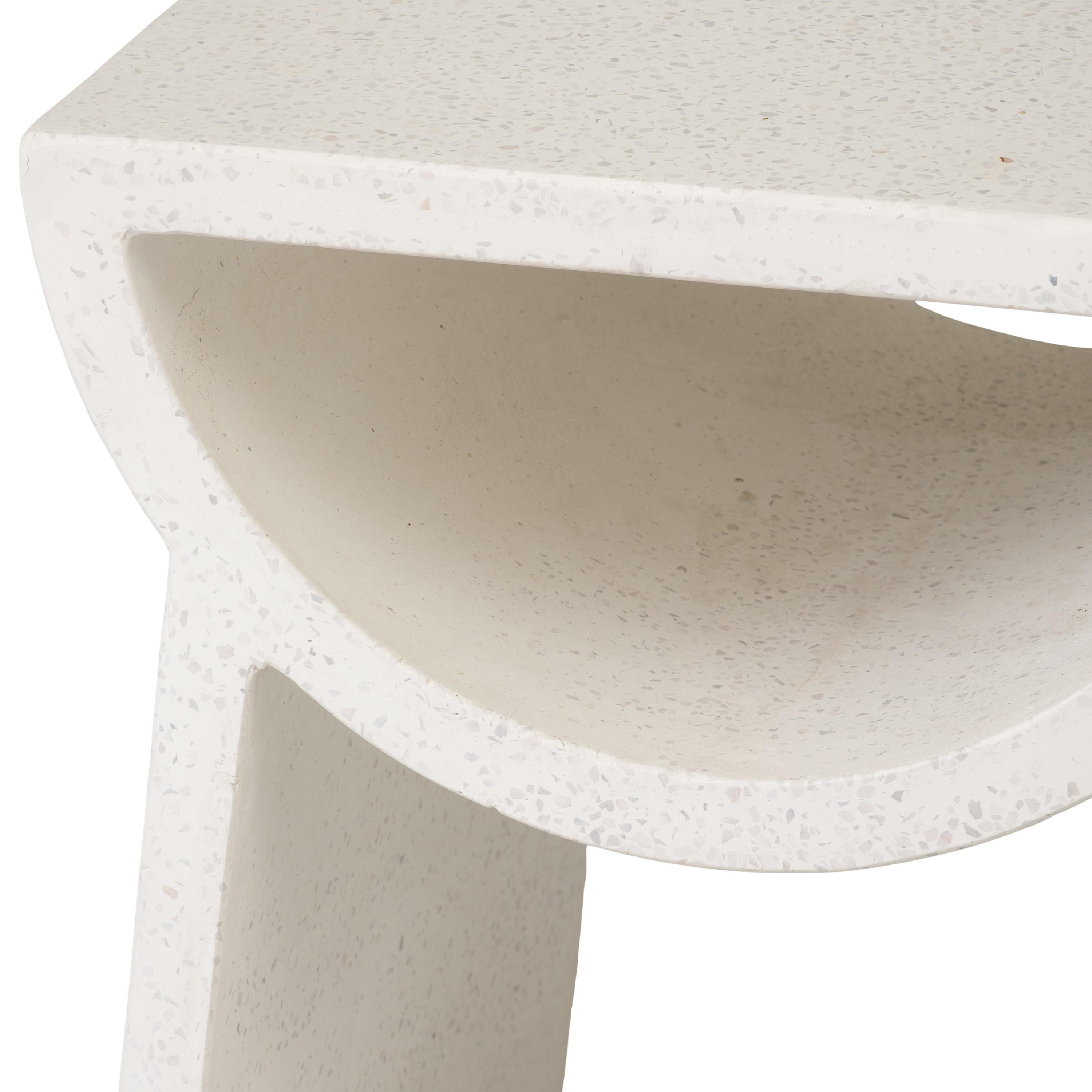 Ole 18 in. Square White Terrazzo Garden Stool