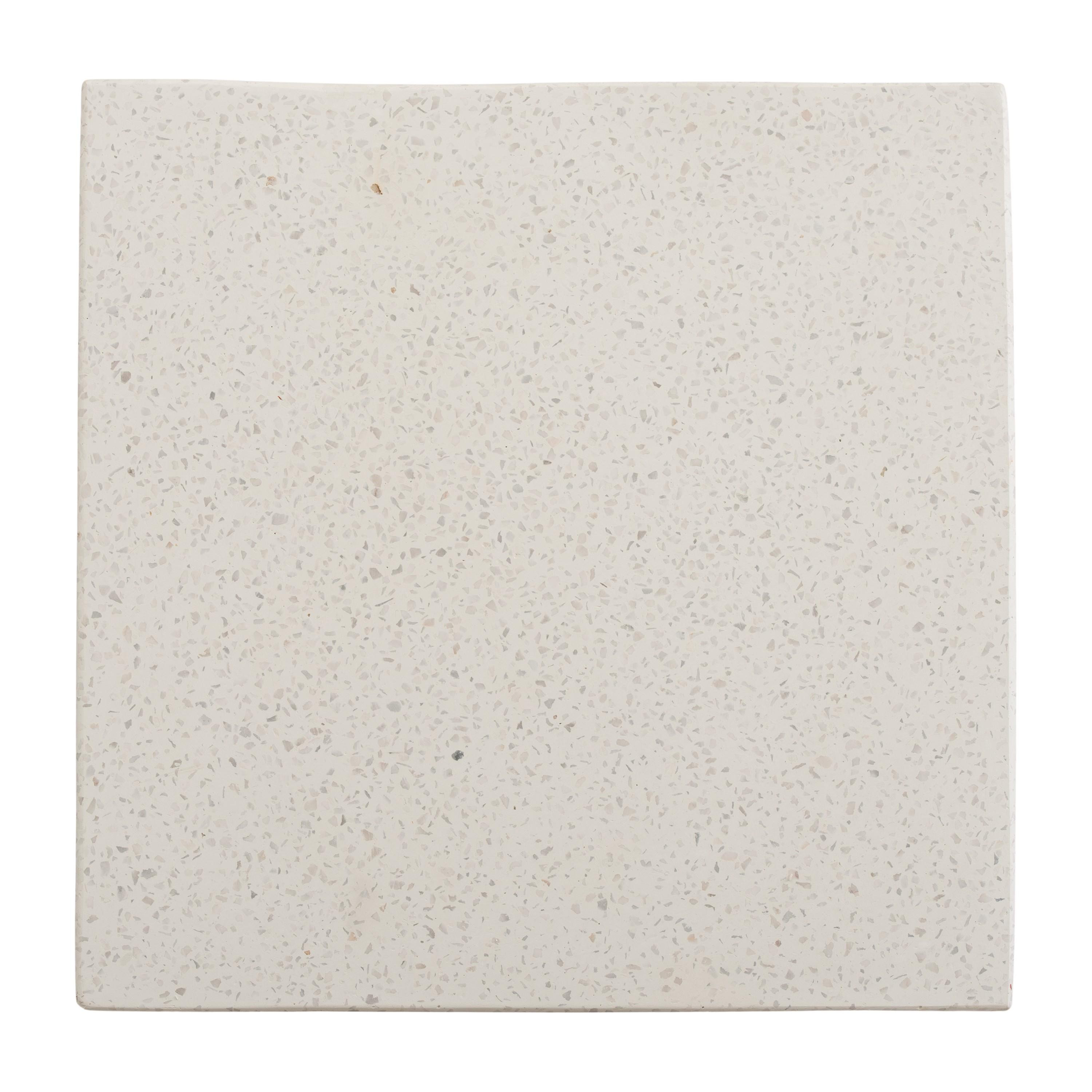 Ole 18 in. Square White Terrazzo Garden Stool