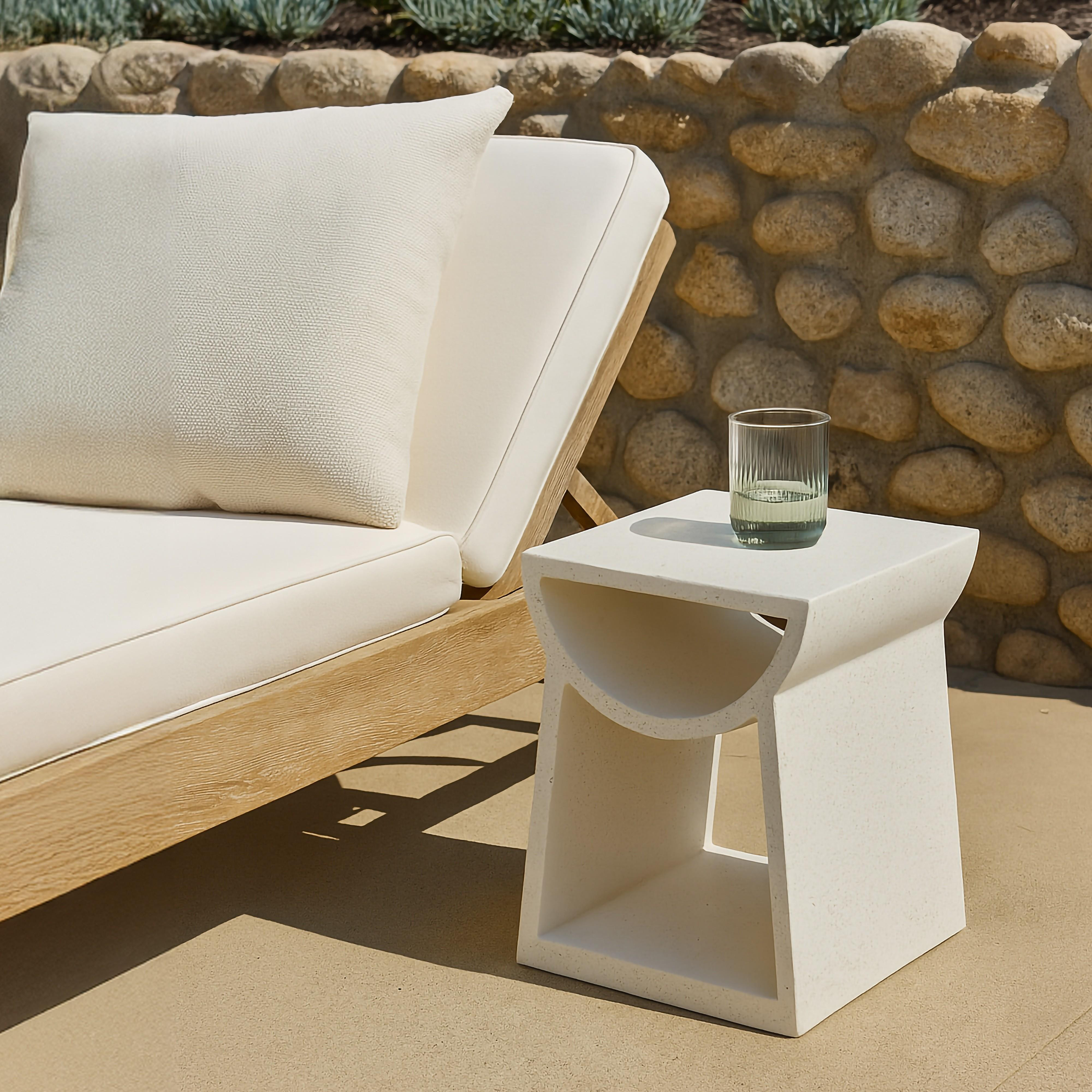 Ole 18 in. Square White Terrazzo Garden Stool