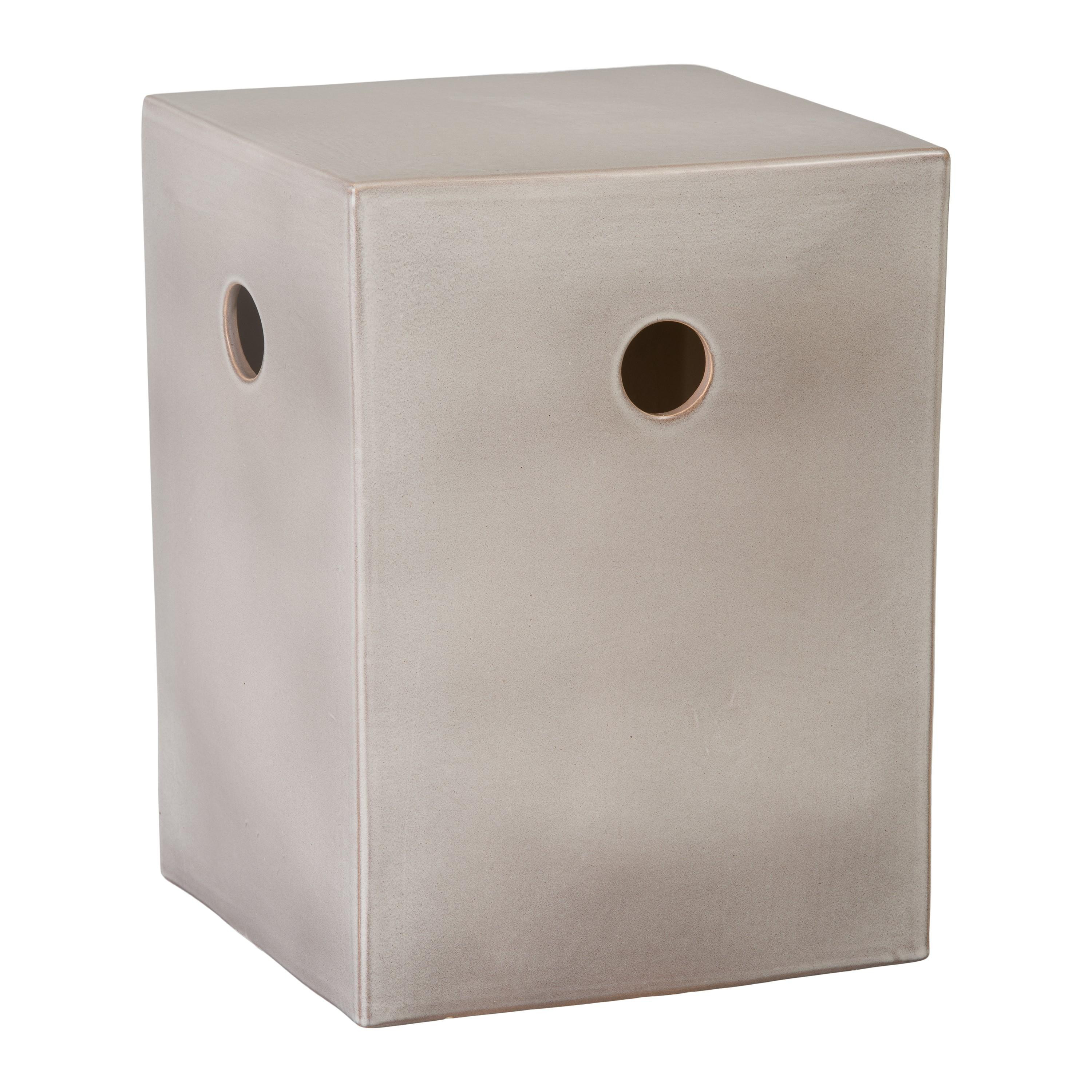18 in. Square Blue Ceramic Garden Stool