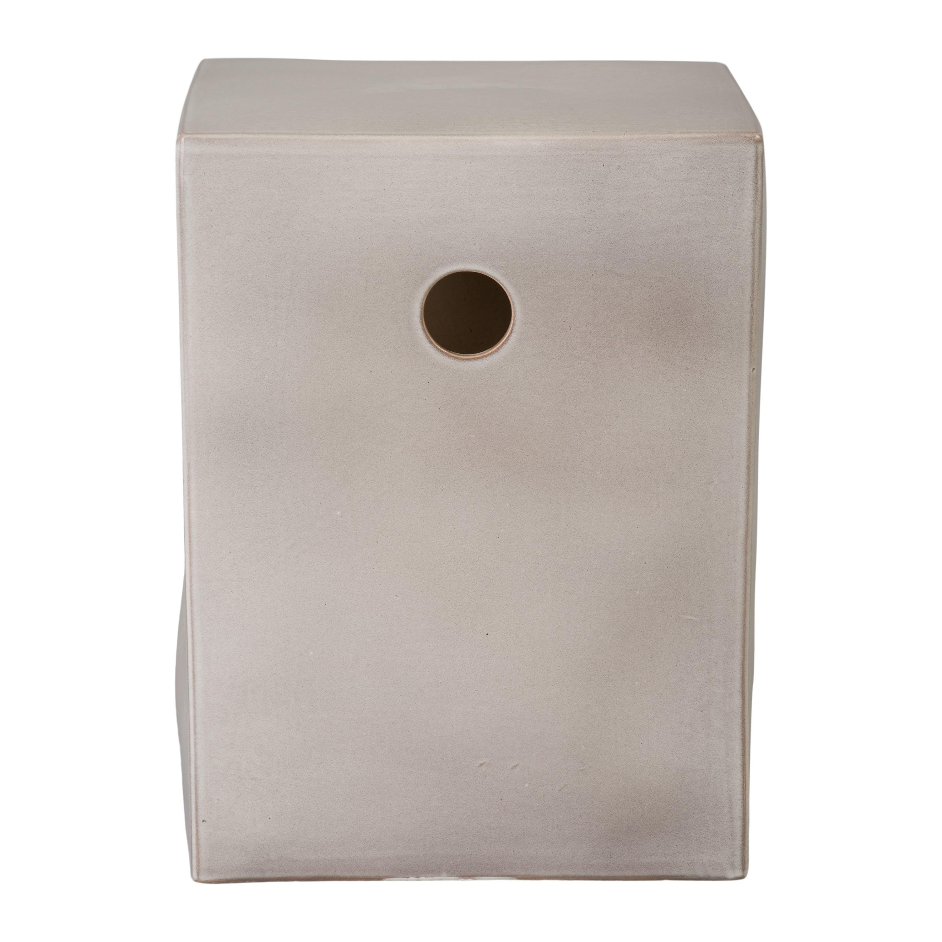 18 in. Square Blue Ceramic Garden Stool